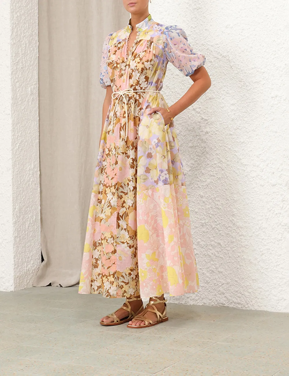 Pop Puff Sleeve Maxi Dress