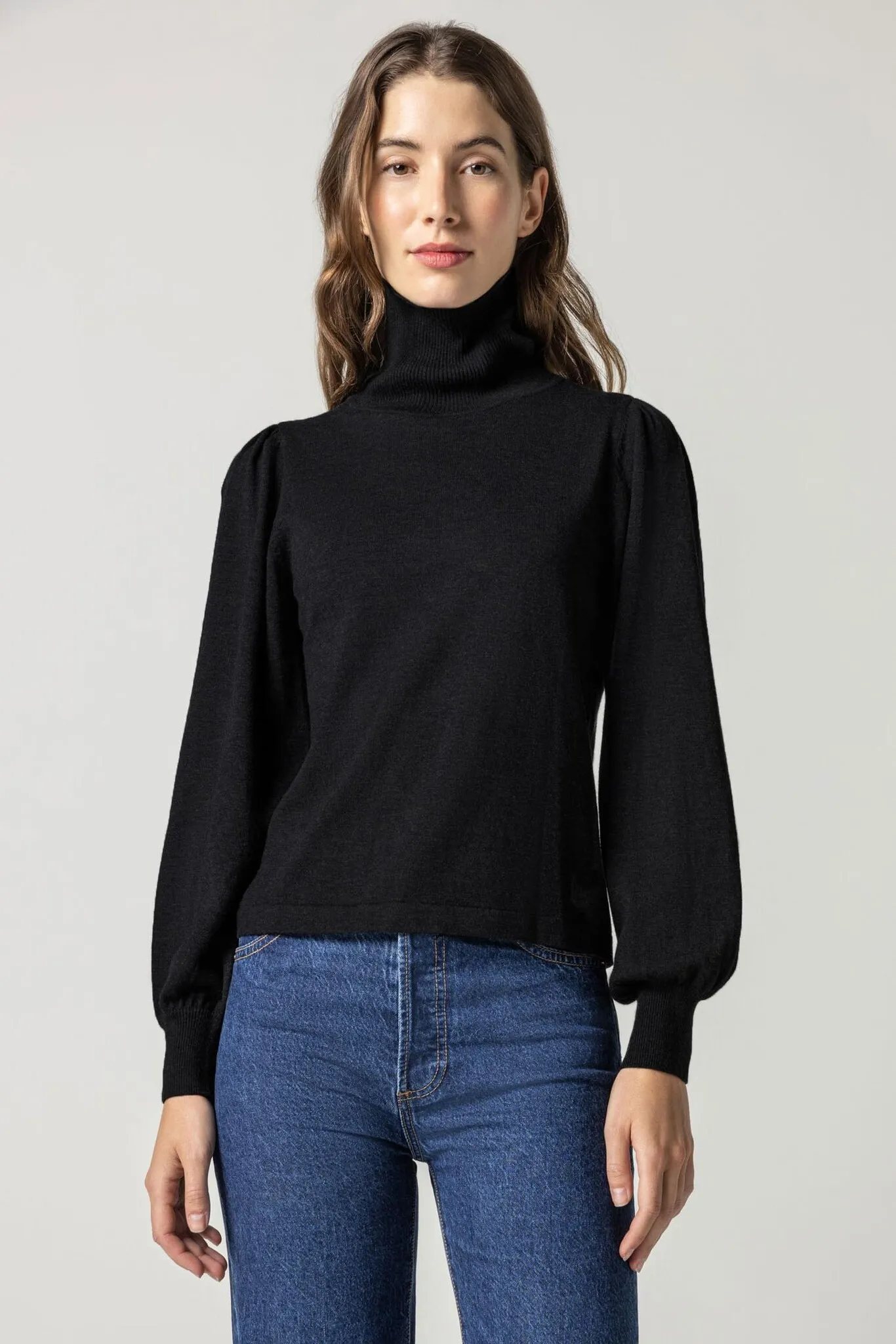 PUFF SLEEVE TURTLENECK SWEATER