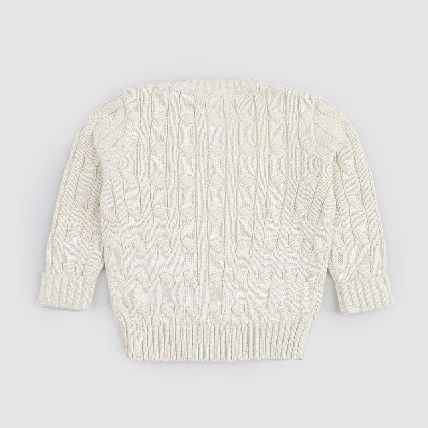 Ralph Lauren White Pullover Knitted In Braids