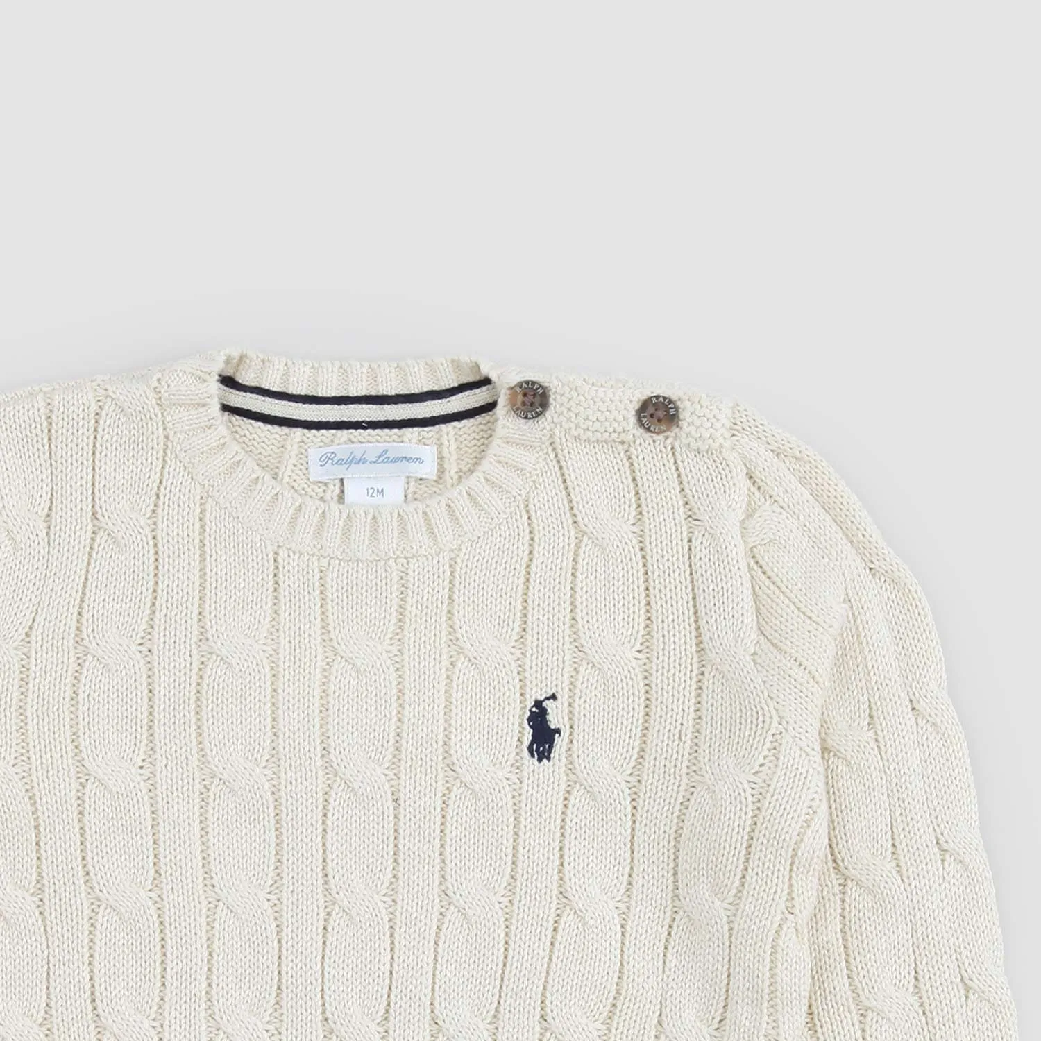 Ralph Lauren White Pullover Knitted In Braids