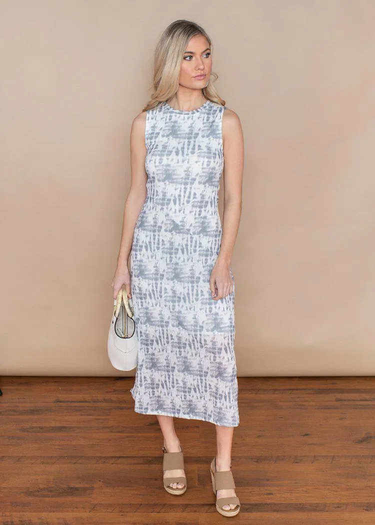 RD Style Blue and White Tie Dye Knit Dress