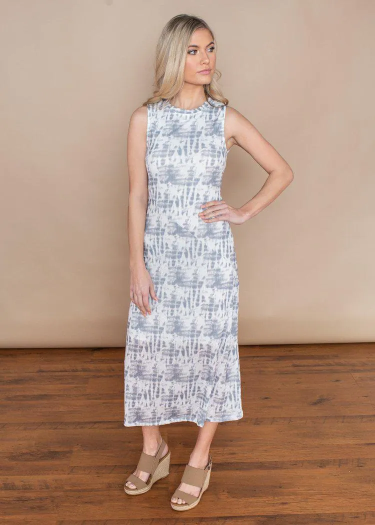 RD Style Blue and White Tie Dye Knit Dress