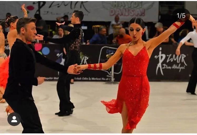 Red Latin Dress with Stones