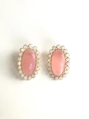 Rose Quartz and Moonstone Large Studs