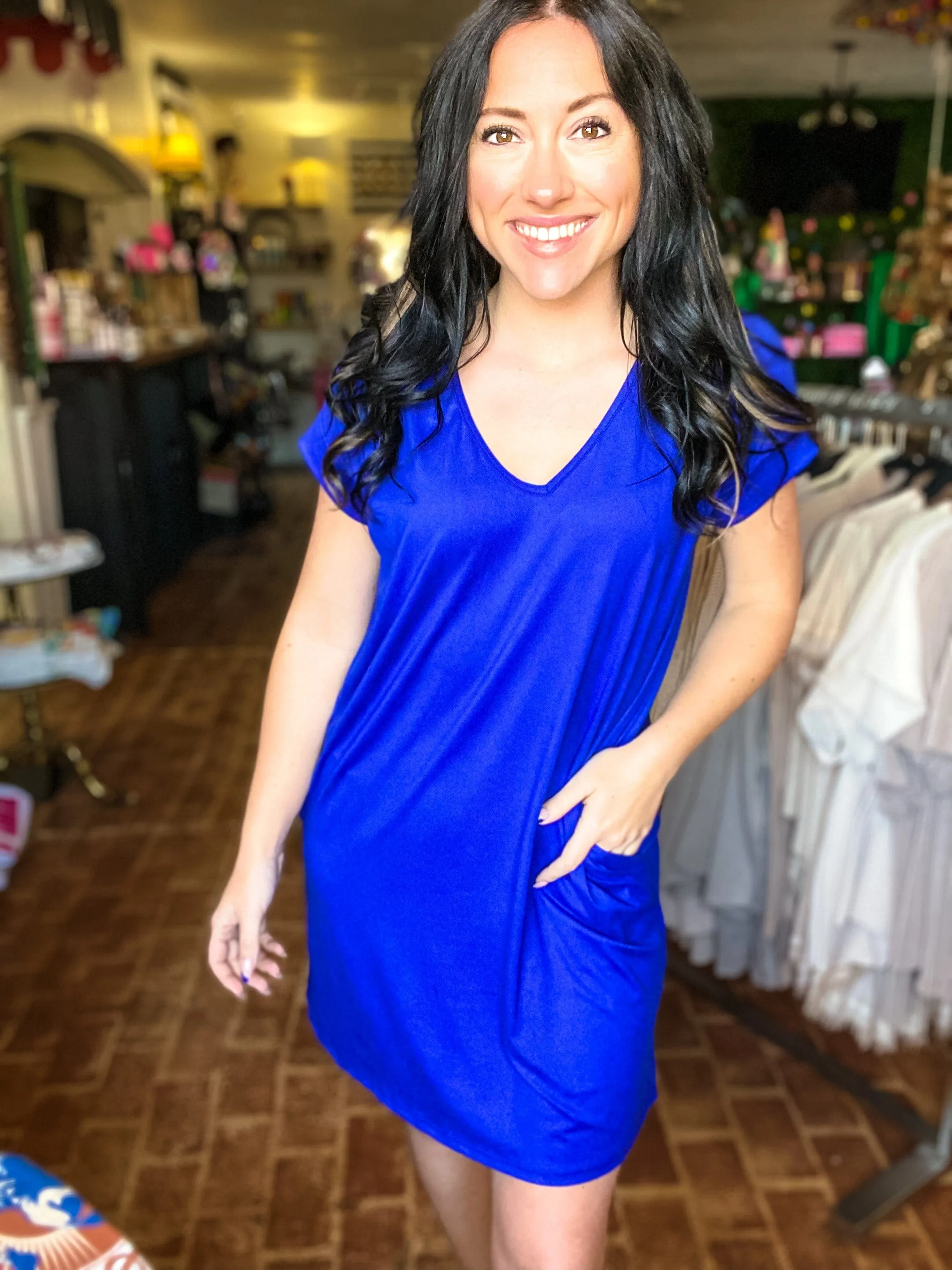 Royal Vneck Tee Dress