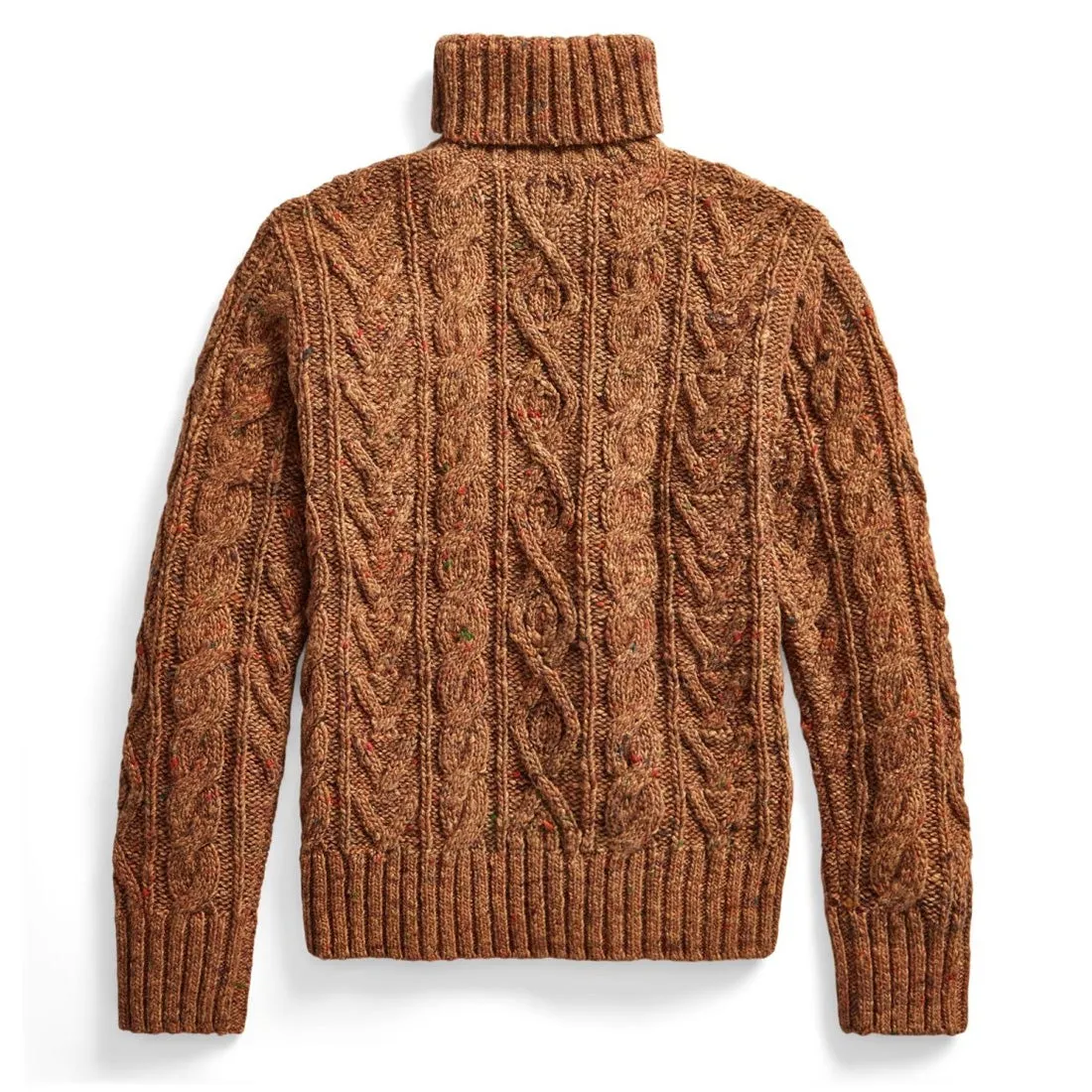 RRL by Ralph Lauren Cable Turtleneck Pullover Knit Tan Donegal Multi