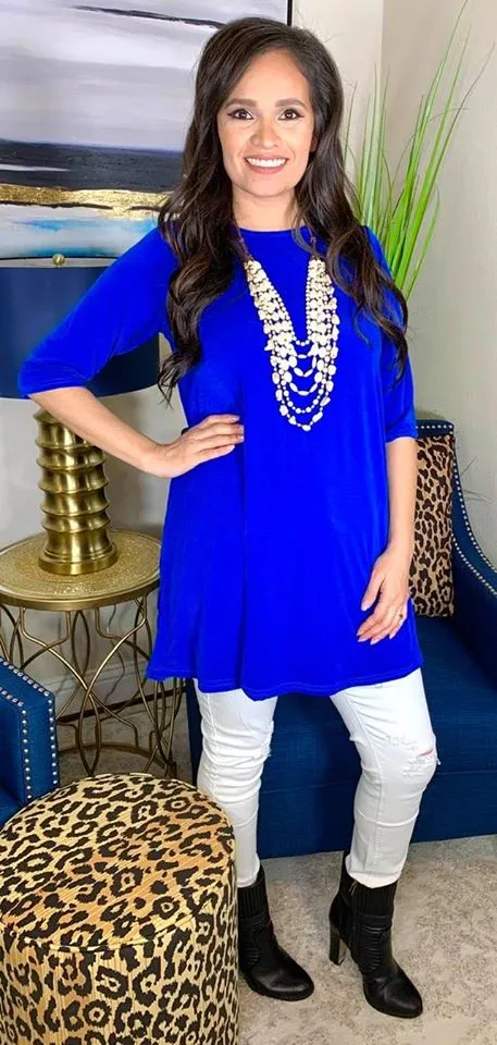 S / M :  Blue Flutter Tunic