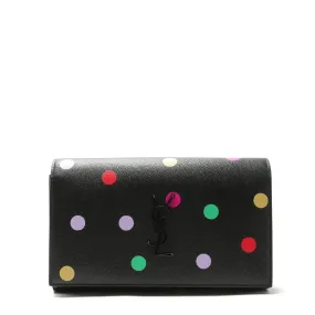 SAINT LAURENT Kate Small Monogram Polka-Dot Confetti Wallet On Chain Bag - Black