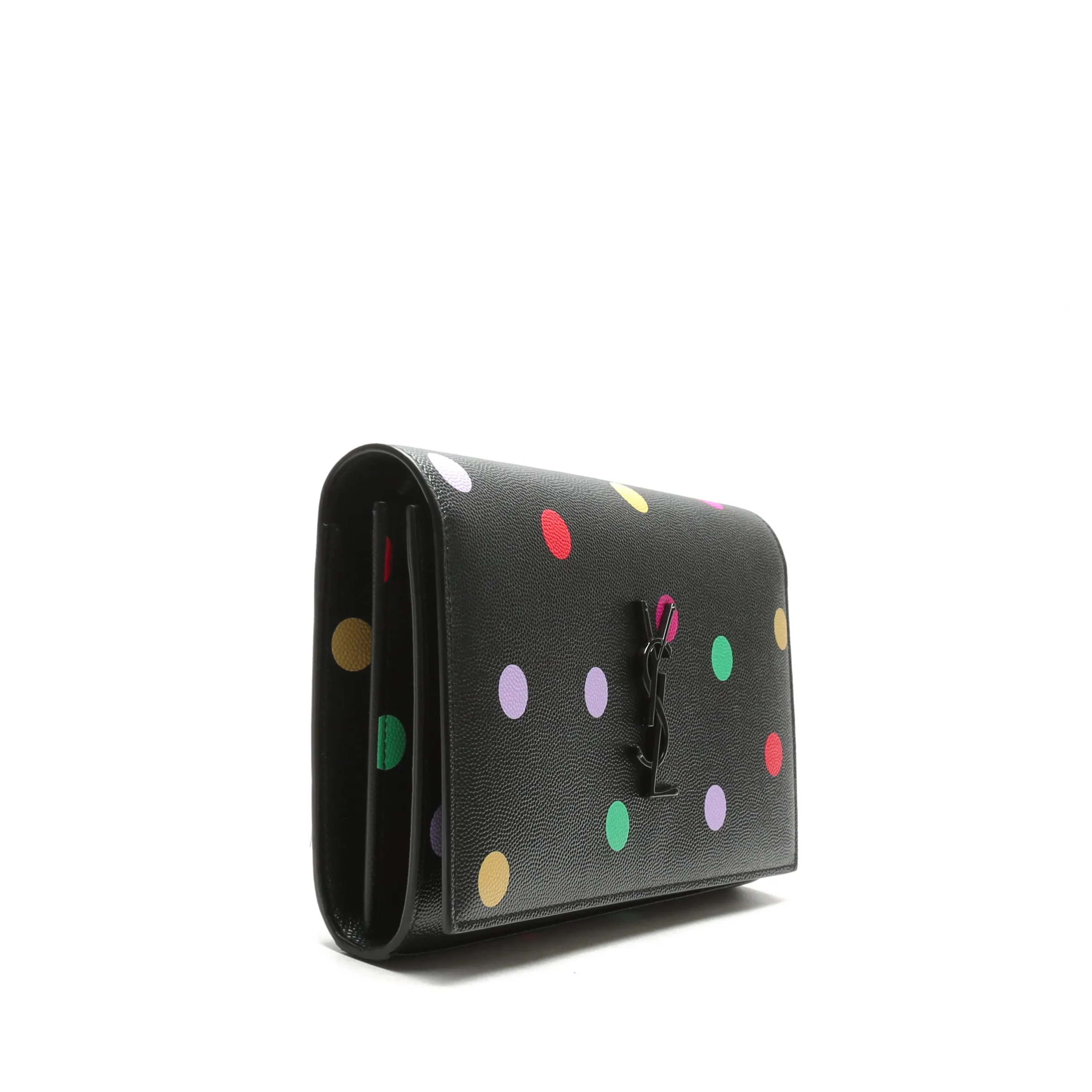 SAINT LAURENT Kate Small Monogram Polka-Dot Confetti Wallet On Chain Bag - Black