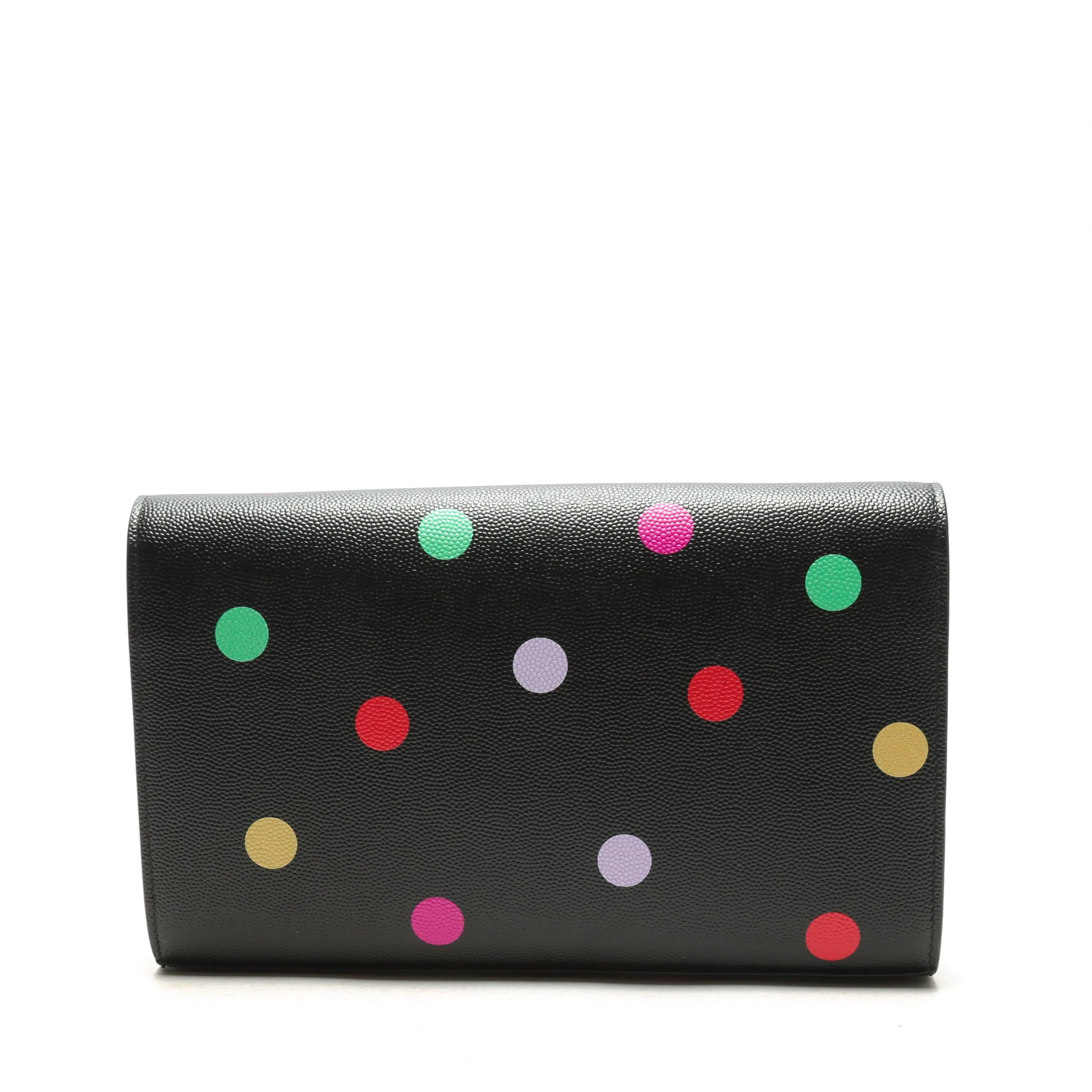 SAINT LAURENT Kate Small Monogram Polka-Dot Confetti Wallet On Chain Bag - Black