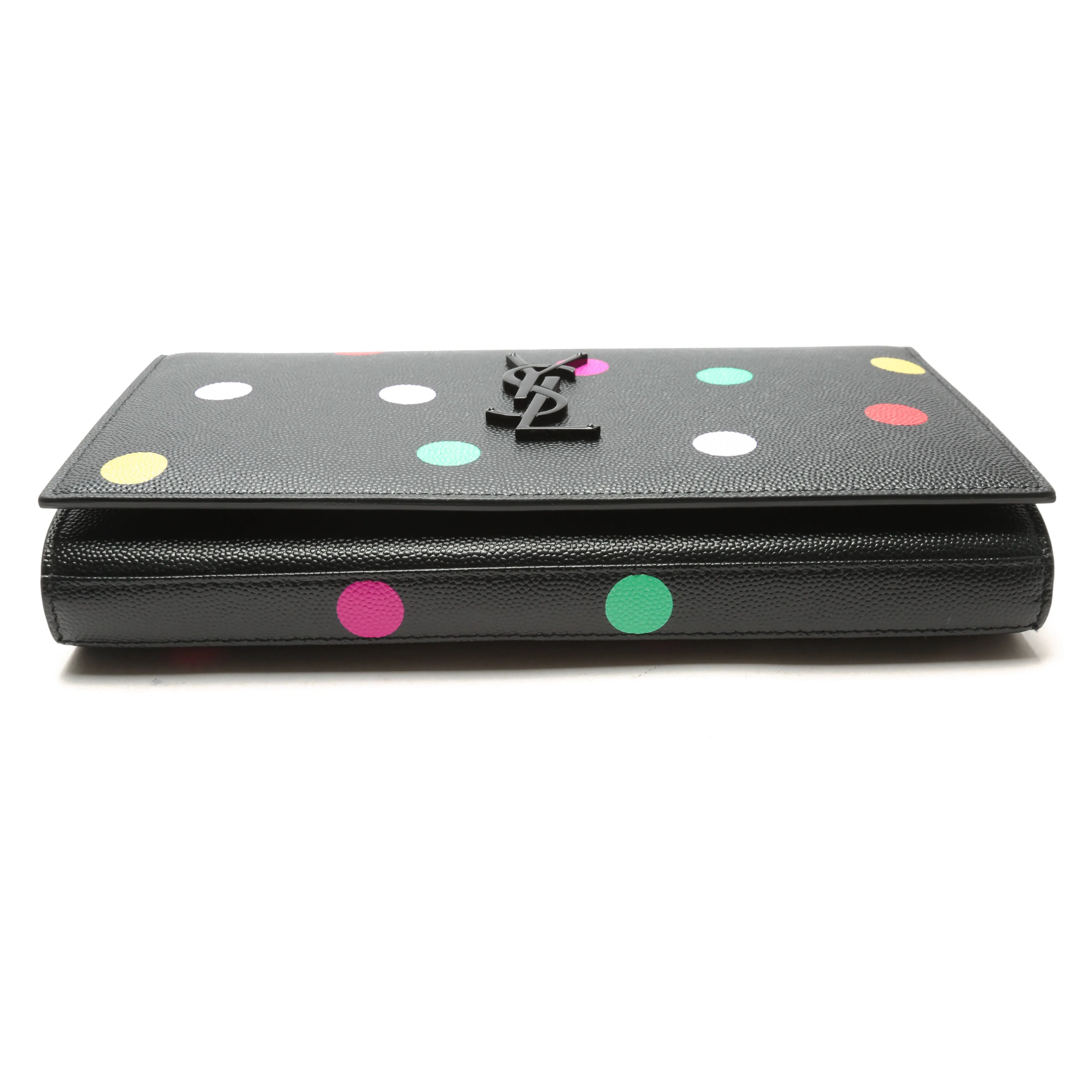 SAINT LAURENT Kate Small Monogram Polka-Dot Confetti Wallet On Chain Bag - Black