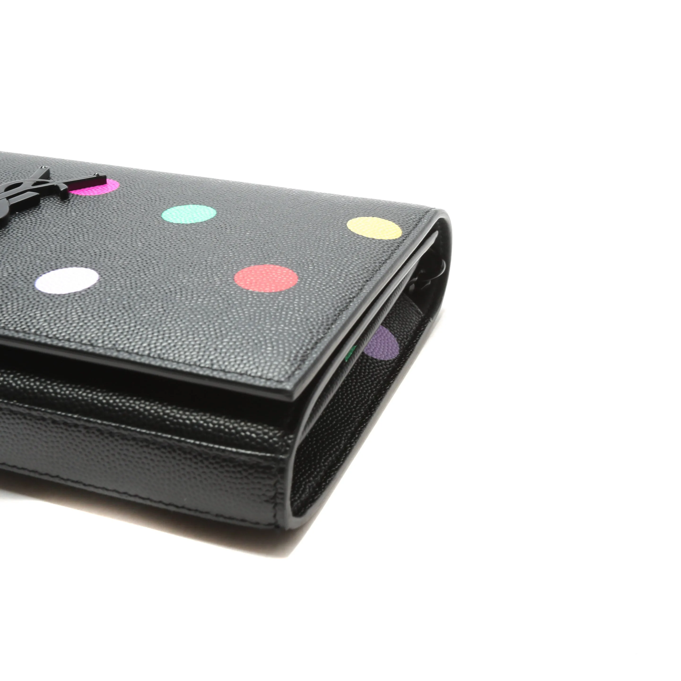 SAINT LAURENT Kate Small Monogram Polka-Dot Confetti Wallet On Chain Bag - Black