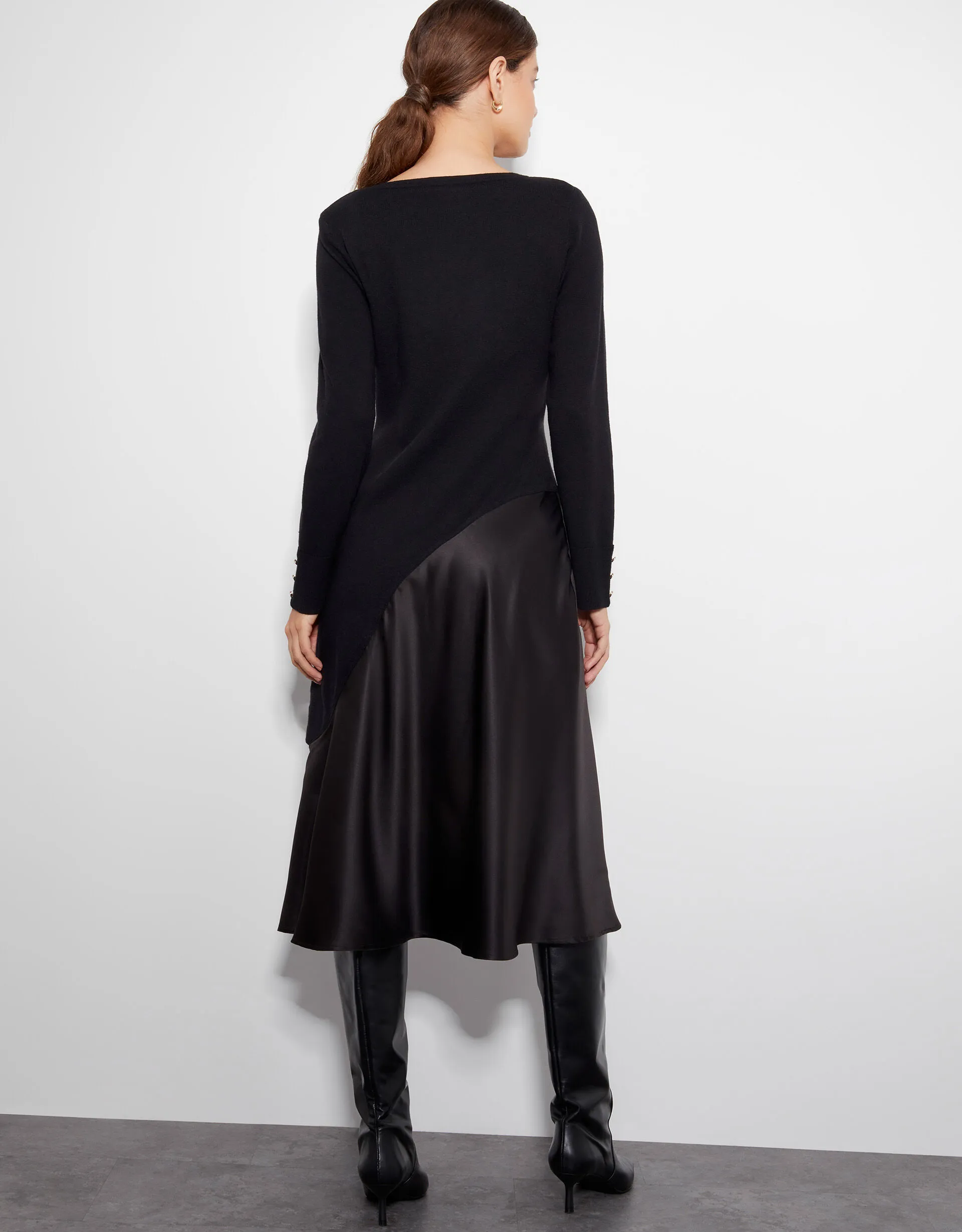 Saz Satin Knit Dress Black