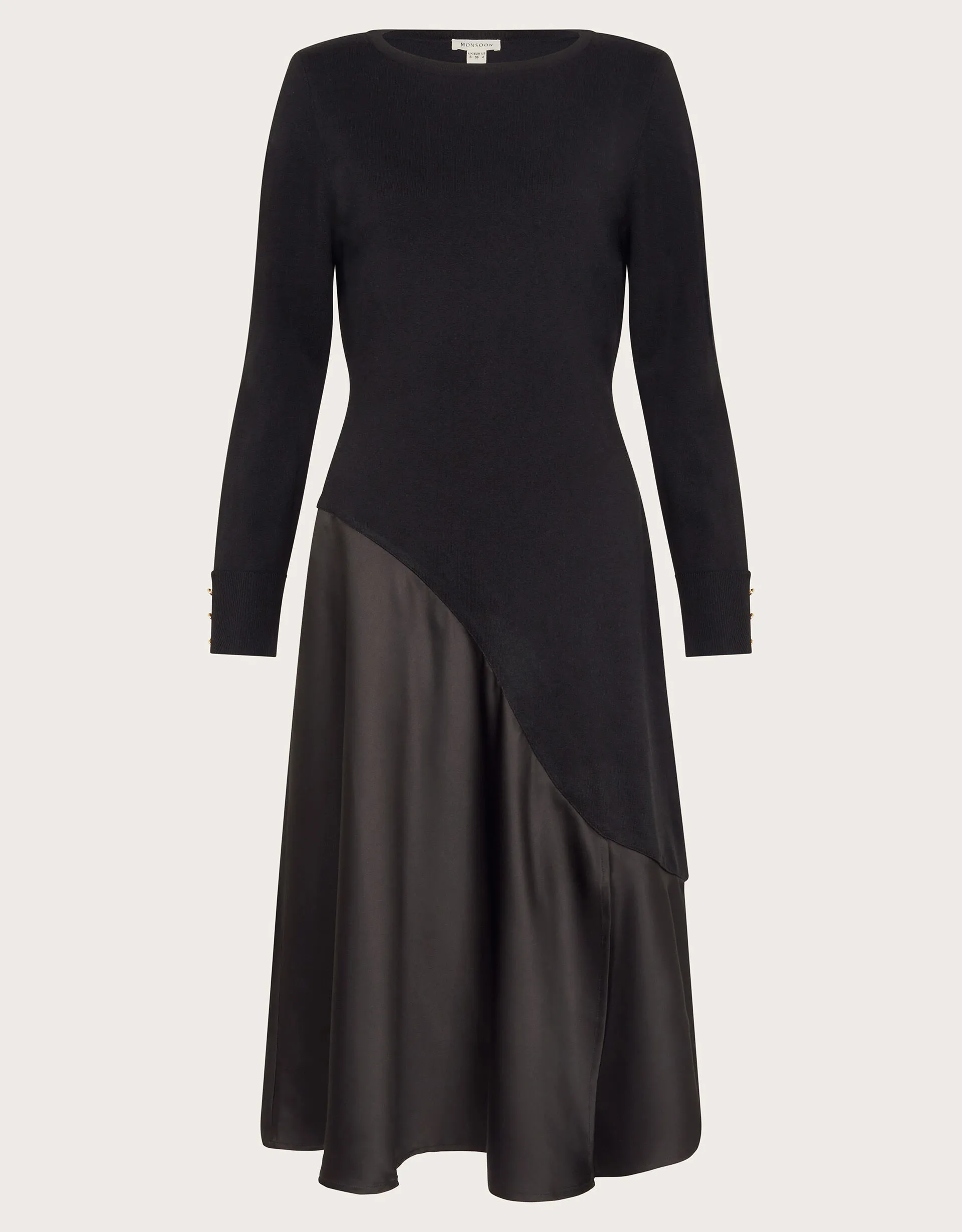 Saz Satin Knit Dress Black