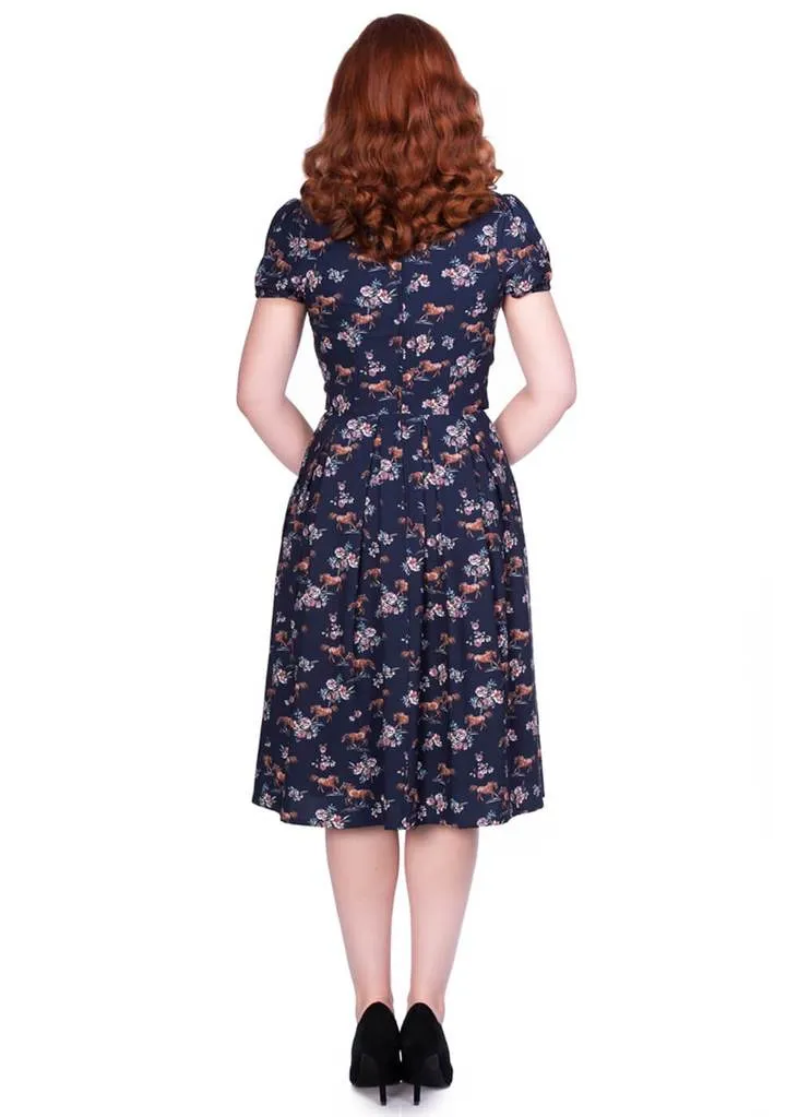 Sheen Wild Horses 40's Dress Navy