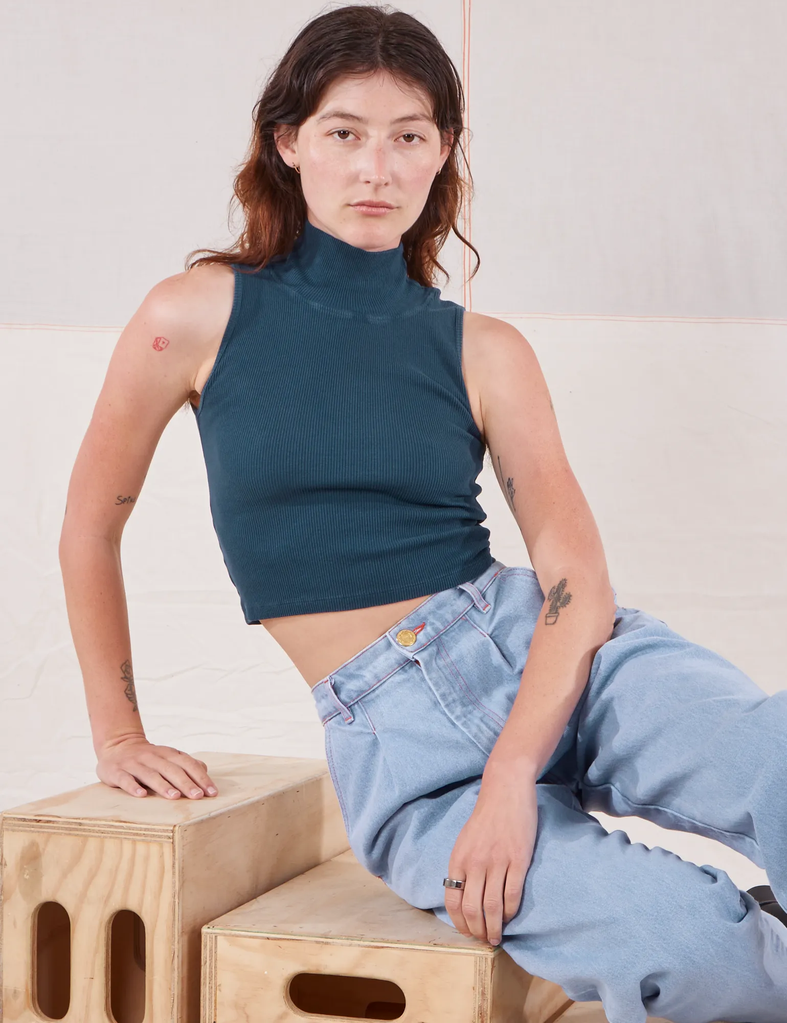 Sleeveless Essential Turtleneck - Lagoon