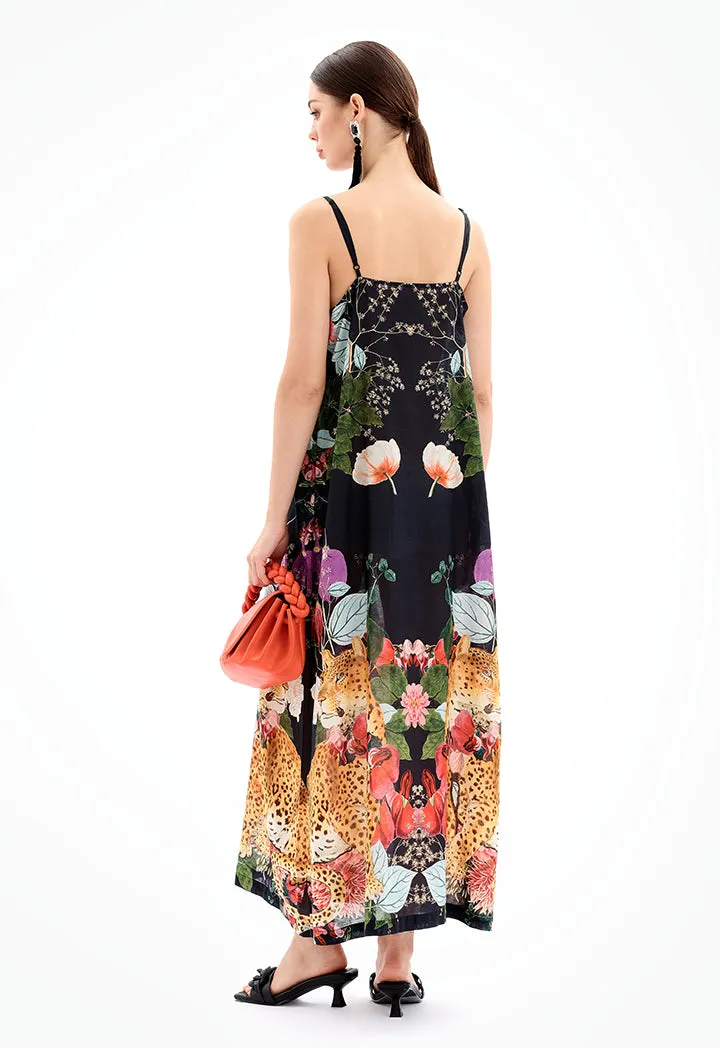 Sleeveless Floral Maxi Under Abaya Dress - Ramadan Style