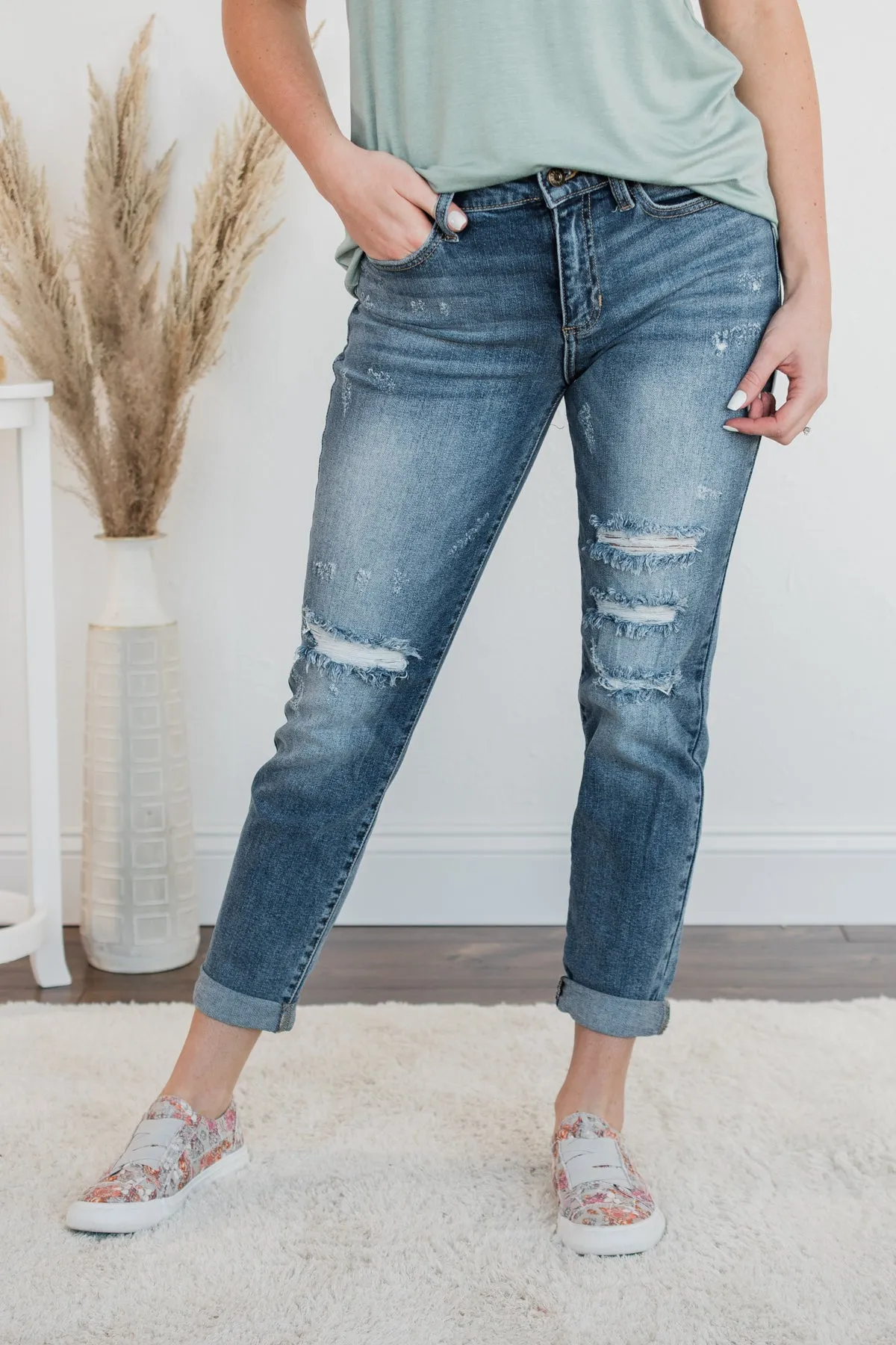 Sneak Peak Mid-Rise Skinny Jeans- Dawn Wash