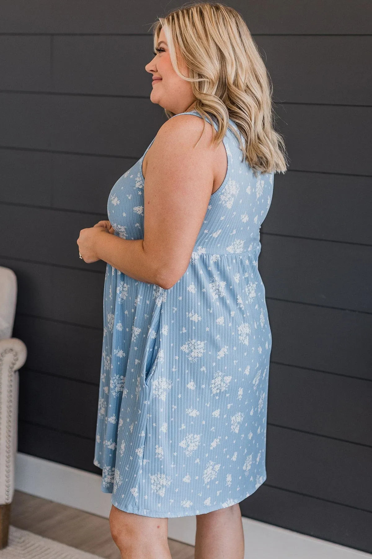 Sought After Floral Knit Dress- Blue