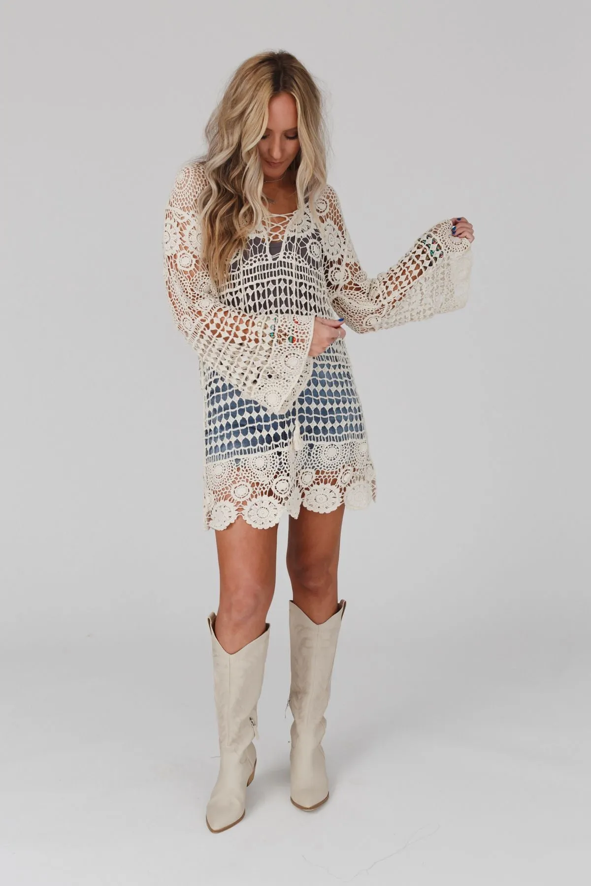 St Barths Crochet Tunic - White