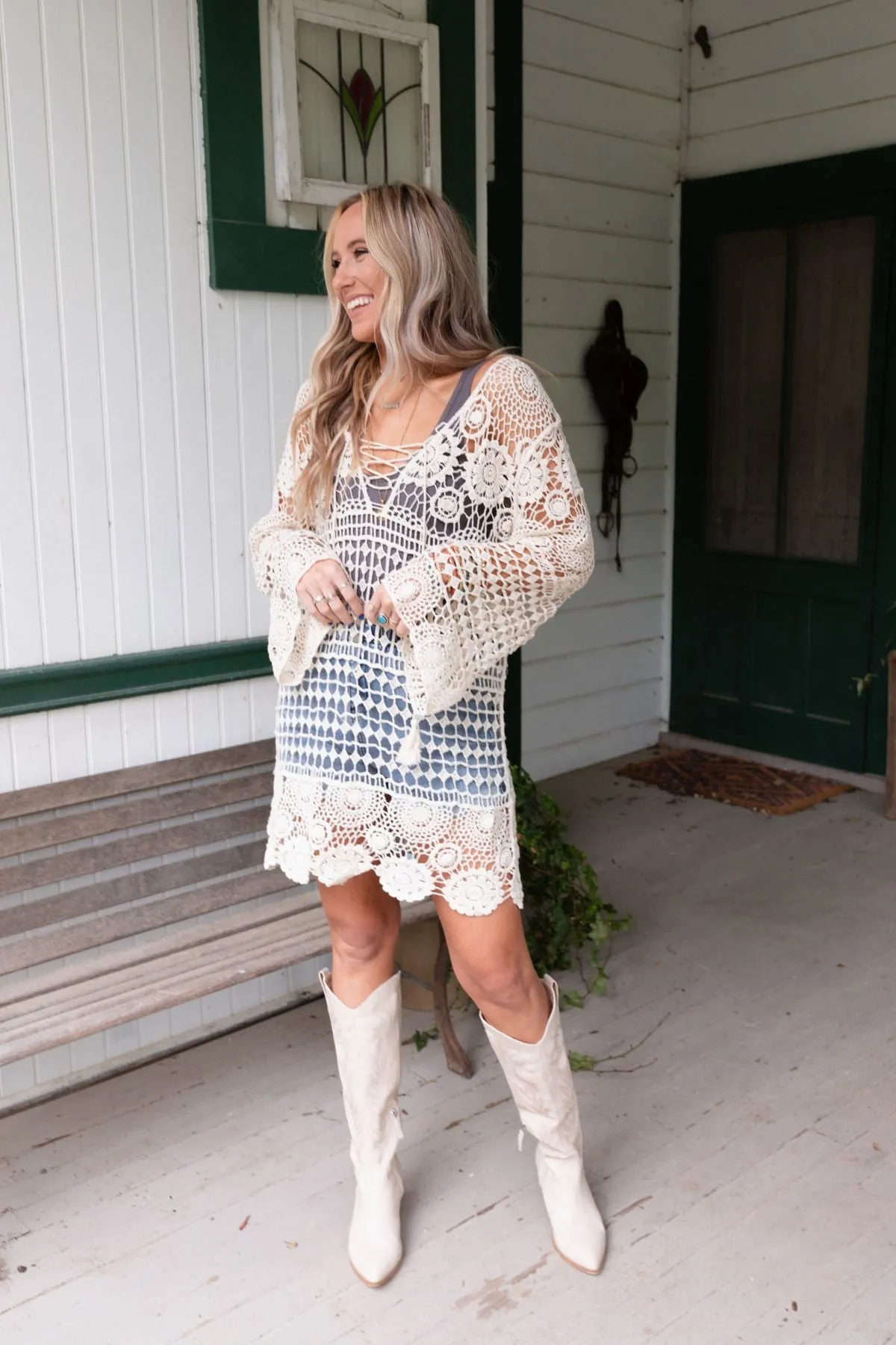 St Barths Crochet Tunic - White