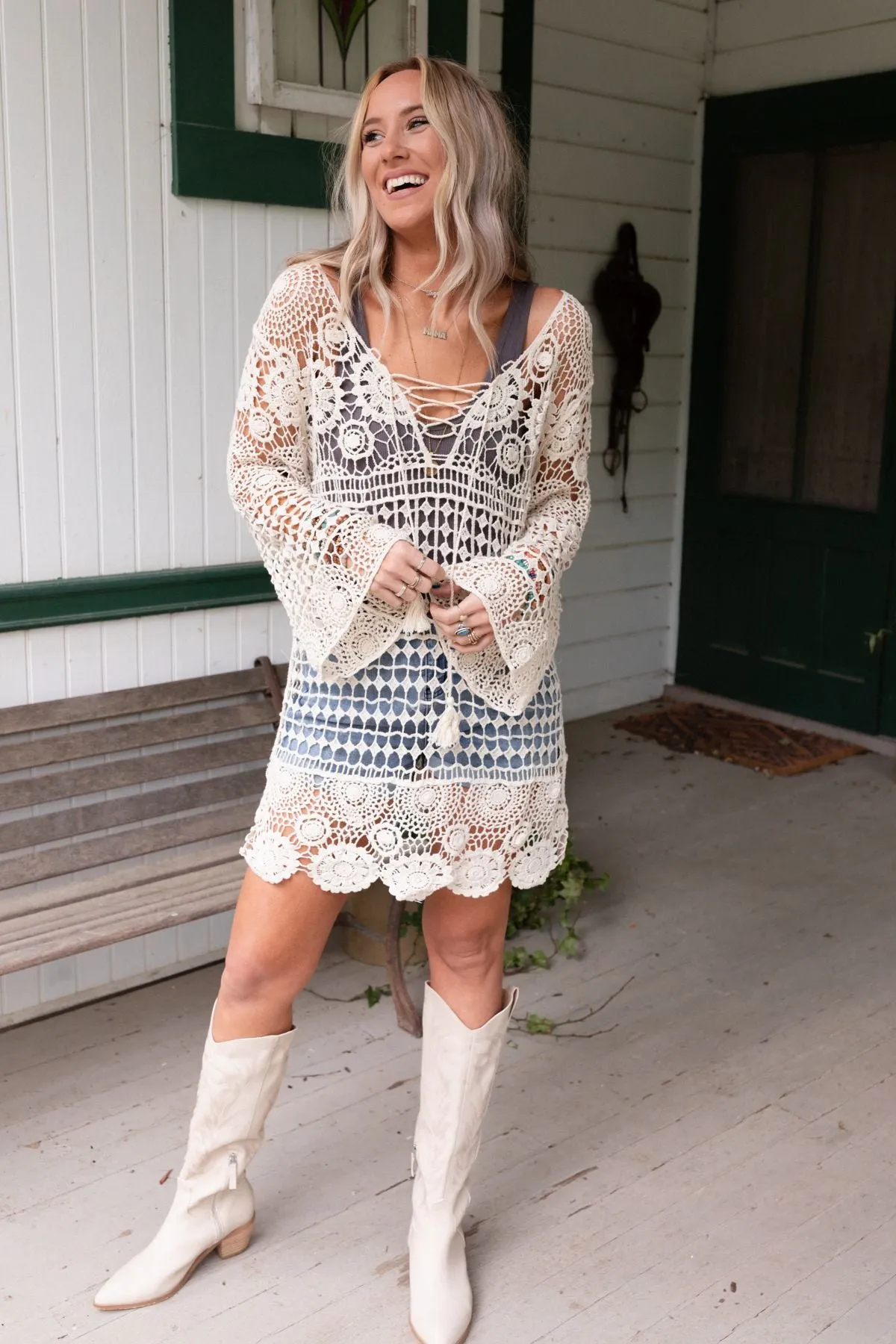 St Barths Crochet Tunic - White