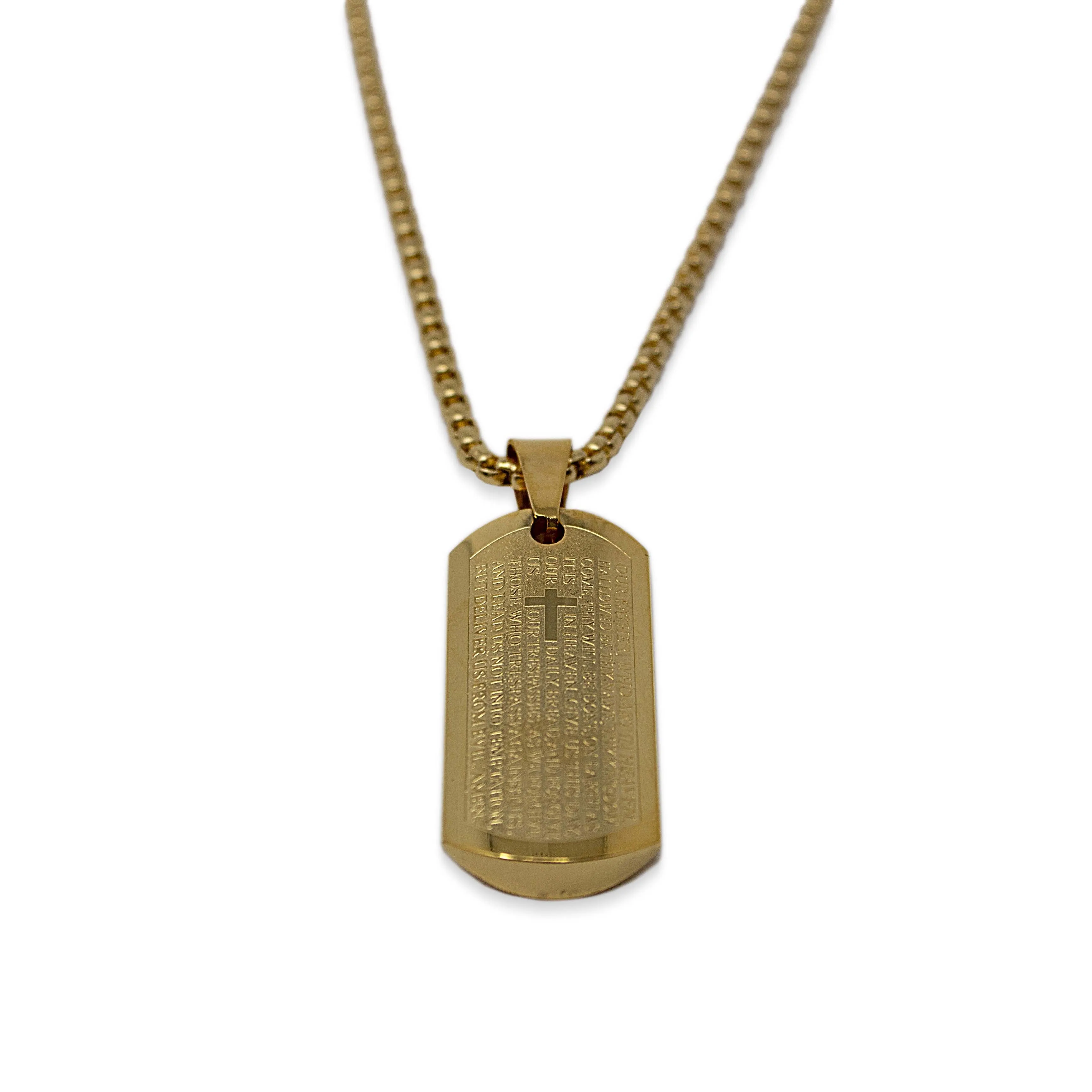 Stainless Steel 18kt Gold Plated Our Father Pendant