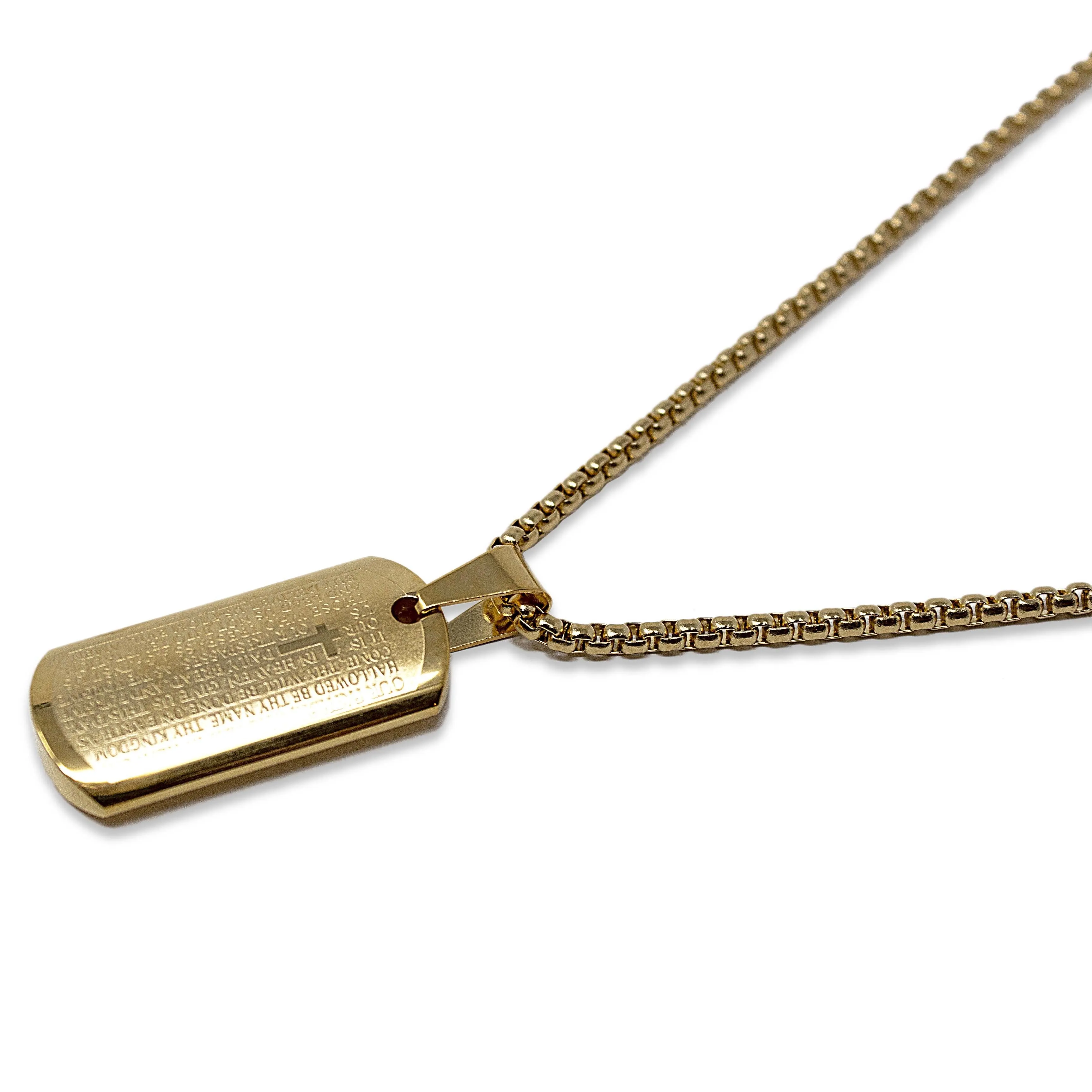 Stainless Steel 18kt Gold Plated Our Father Pendant