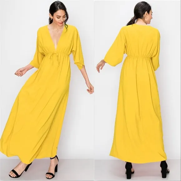 Sunny Day Empire Waist Maxi Dress - Yellow