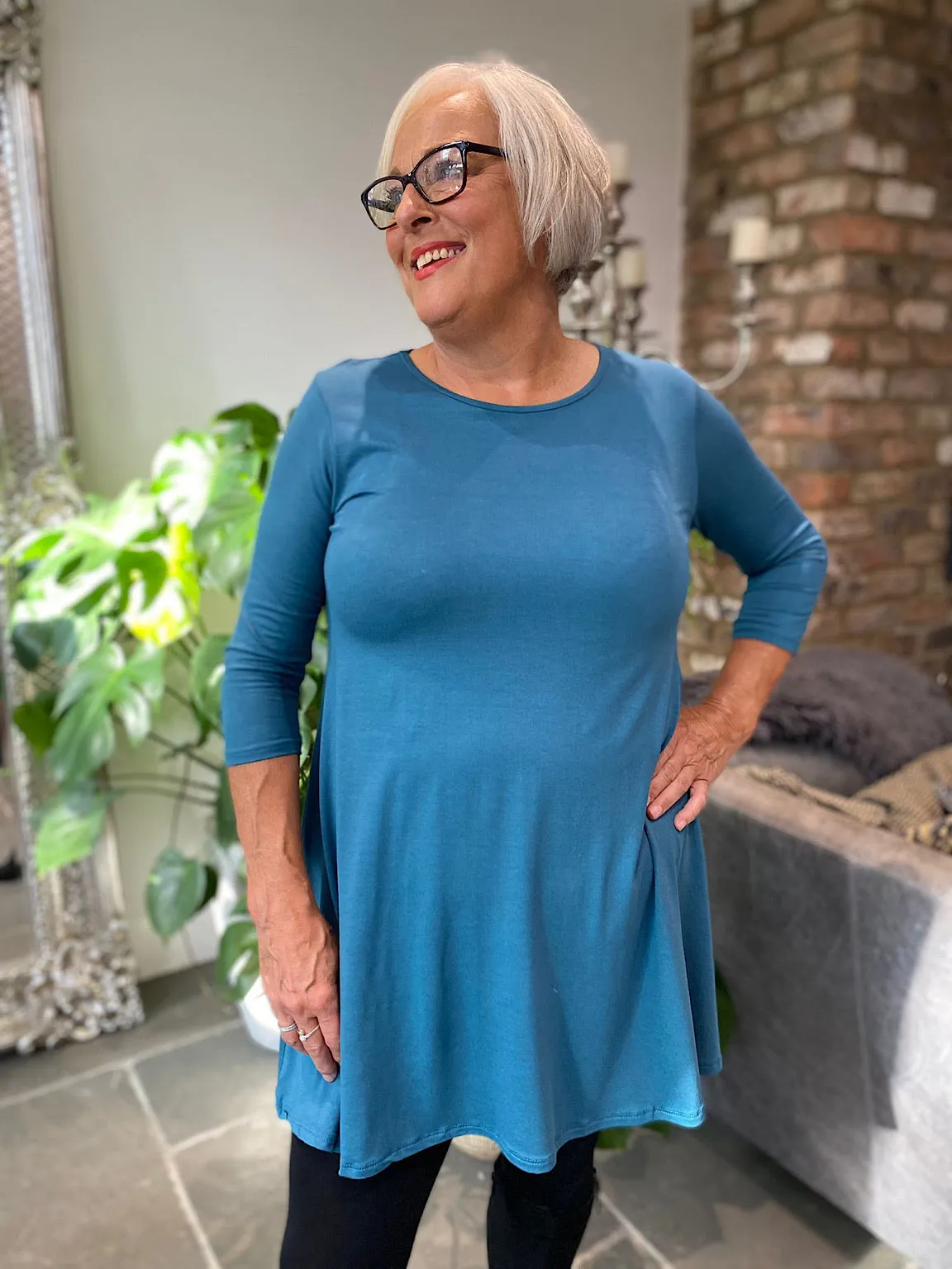 Teal 3/4 Sleeve Tunic Paris