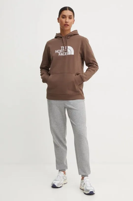 The North Face sweatshirt Drew Peak Pullover Hoodie women's brown color hooded with a print NF0A89EH1OI1