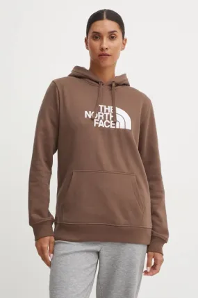 The North Face sweatshirt Drew Peak Pullover Hoodie women's brown color hooded with a print NF0A89EH1OI1