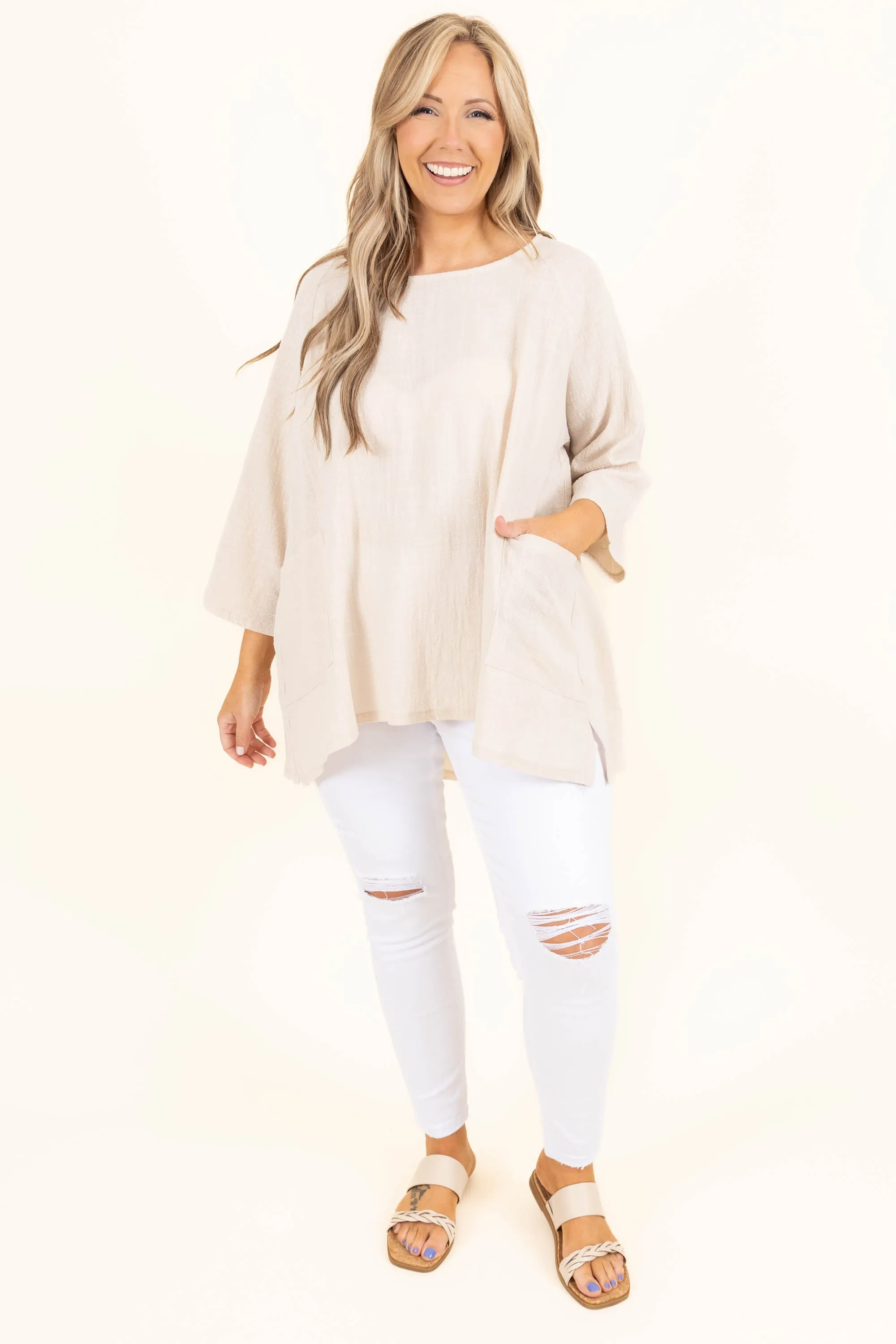 Thinking It Through Tunic, Sand Beige