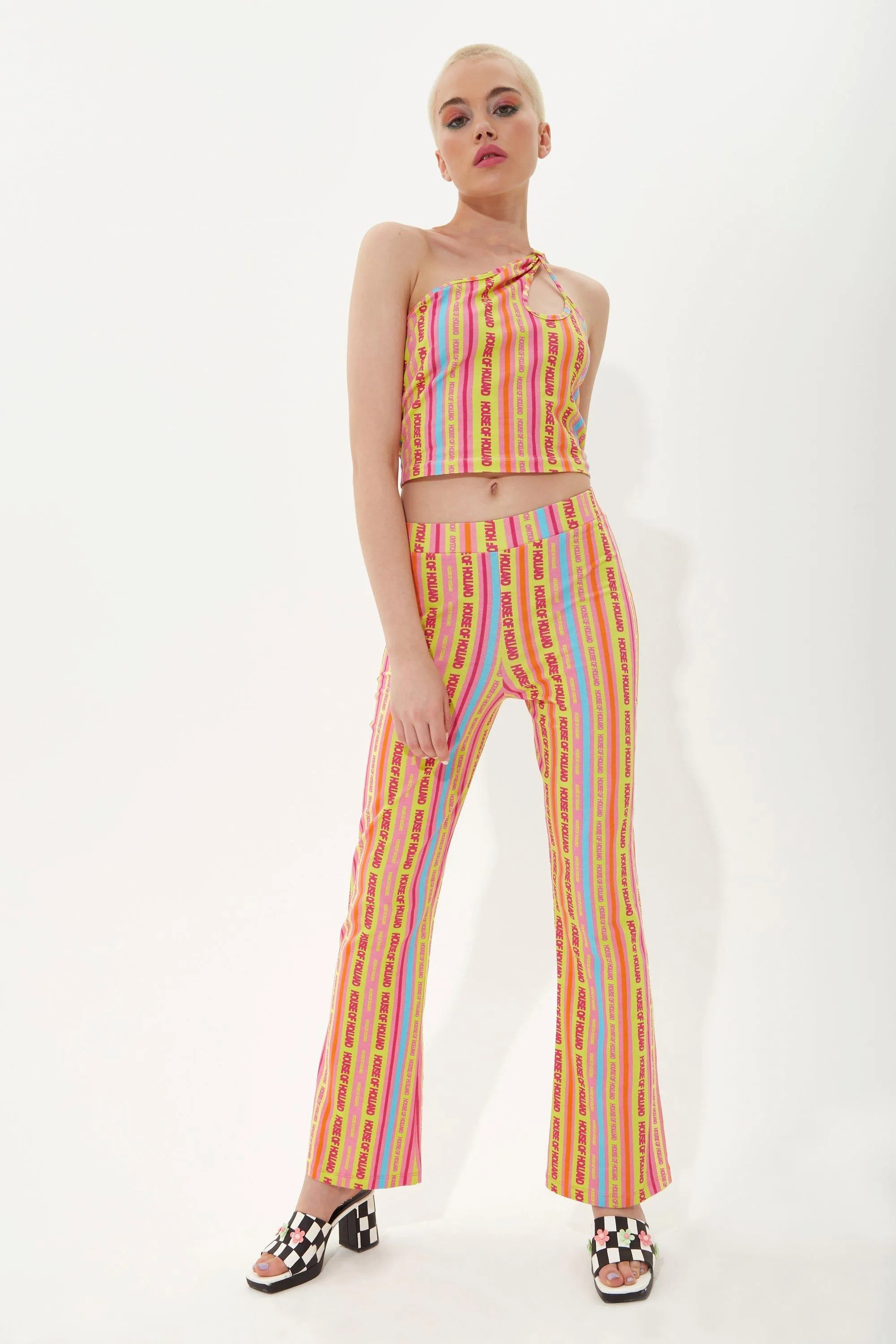 Trousers | Multicolour Striped Jersey Trousers | House of Holland