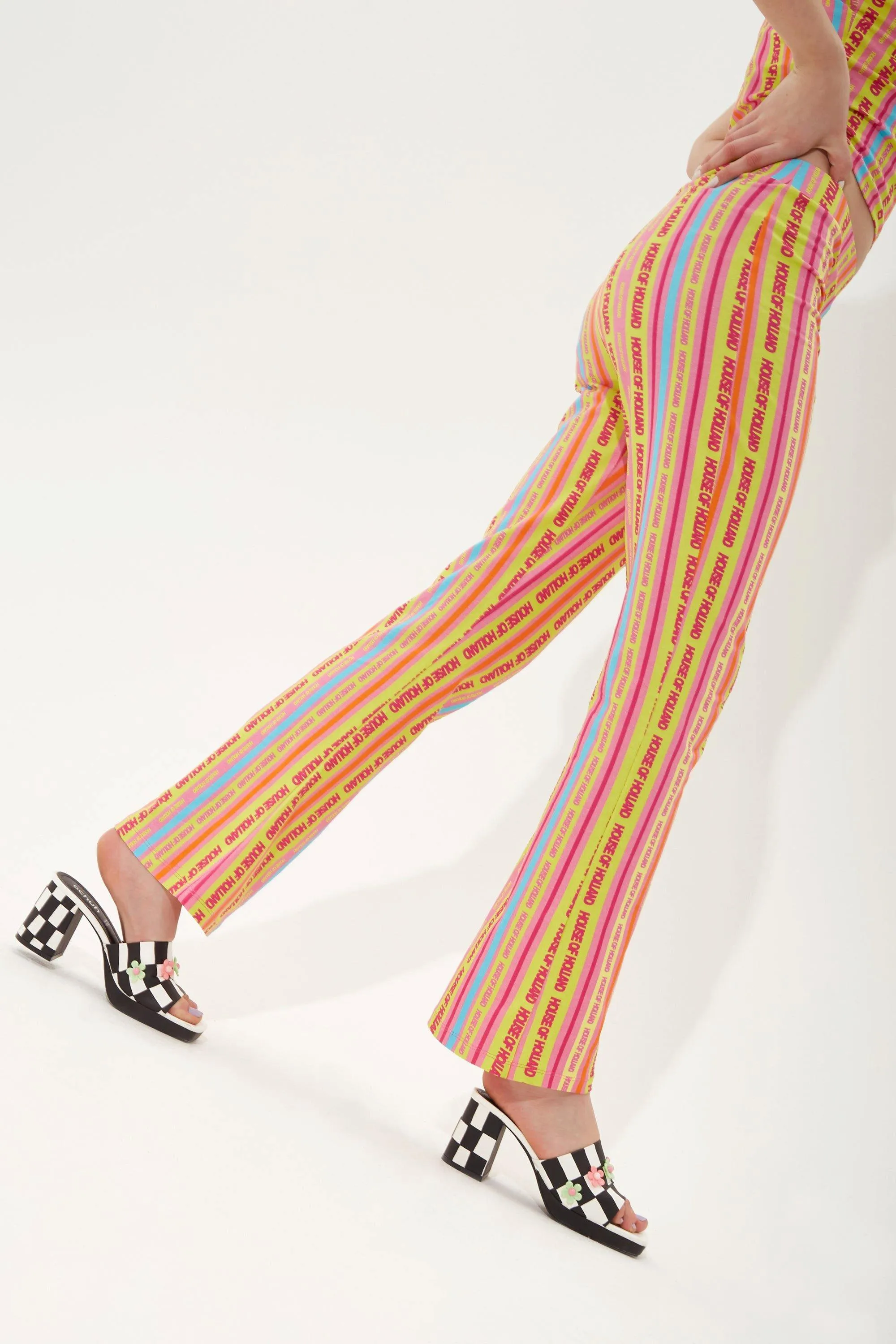 Trousers | Multicolour Striped Jersey Trousers | House of Holland