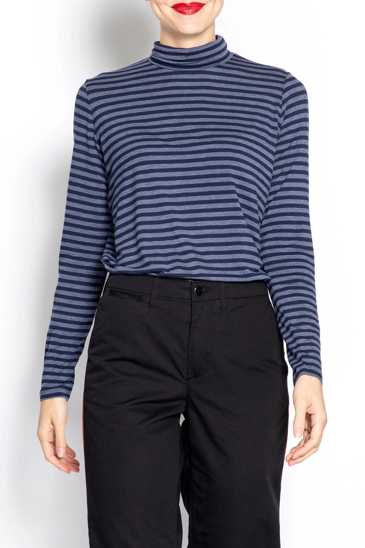 Turtleneck Striped Pullover