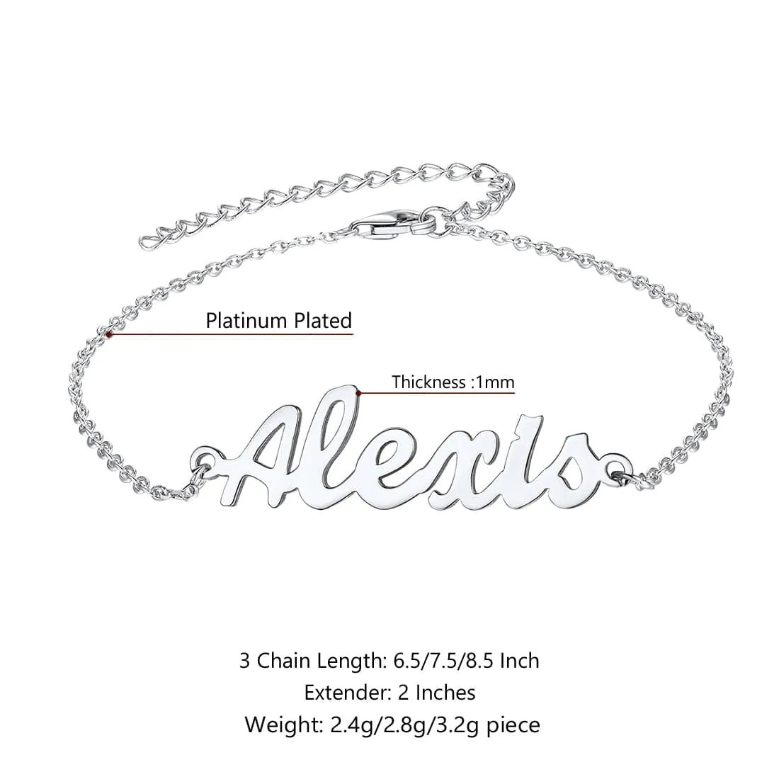 U7 Custom Name Anklet for Women Summer Gold Initial Ankle Bracelet