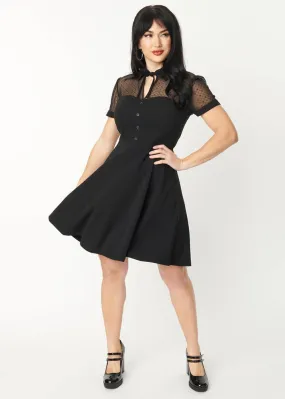 Unique Vintage Mesh 60's Mini Dress Black