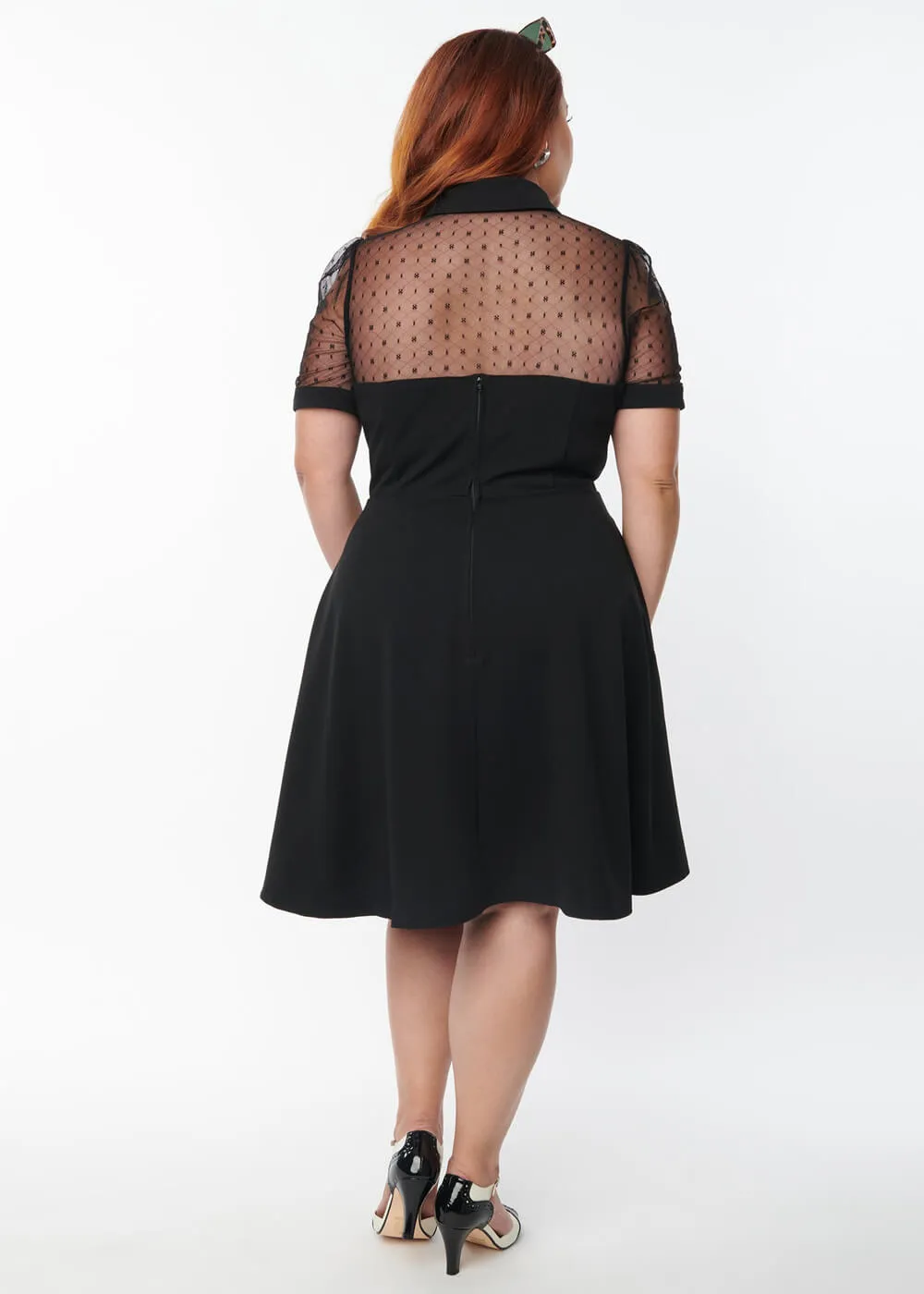 Unique Vintage Mesh 60's Mini Dress Black