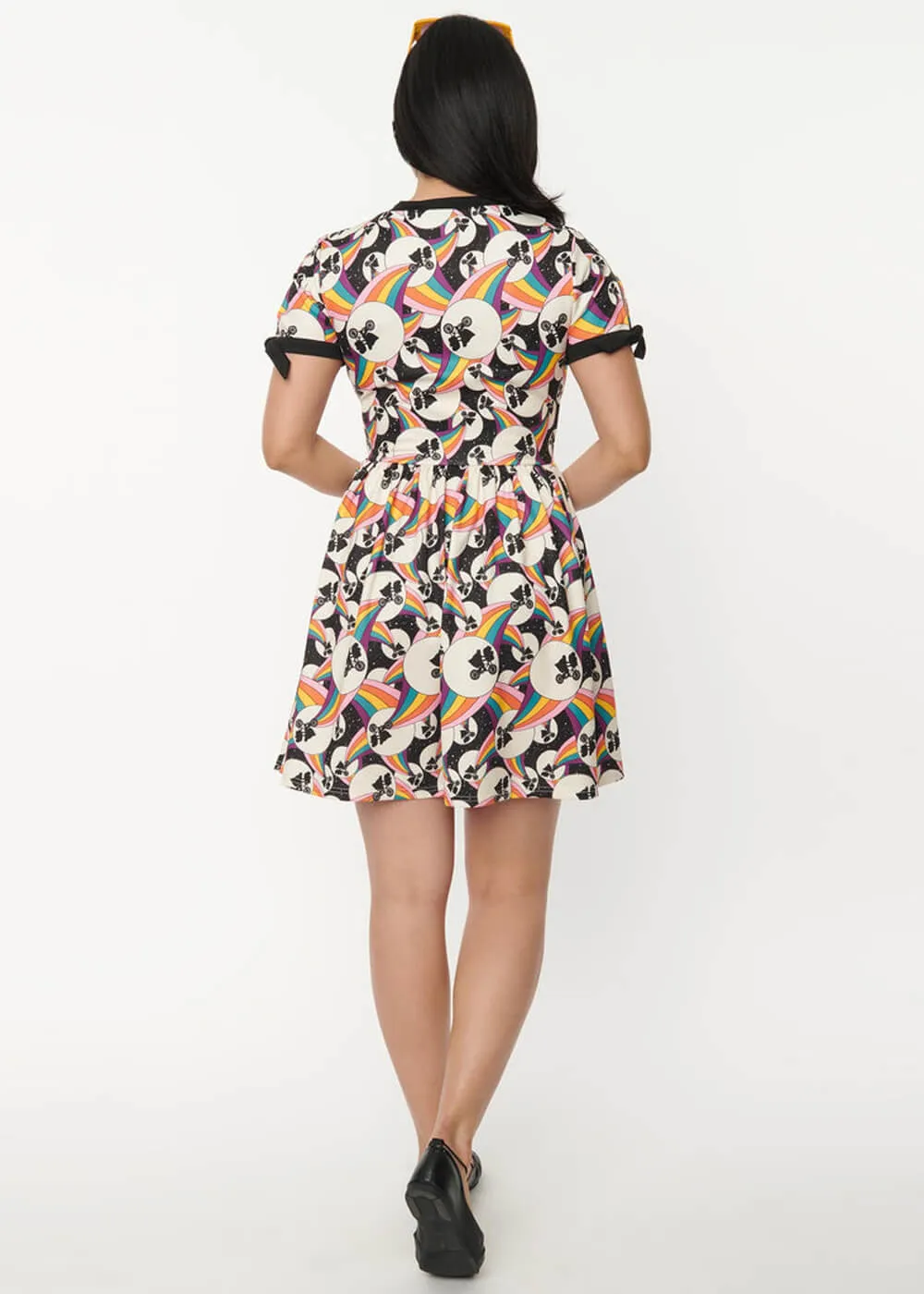 Unique Vintage x ET Tessa Rainbow Flare Dress Multi