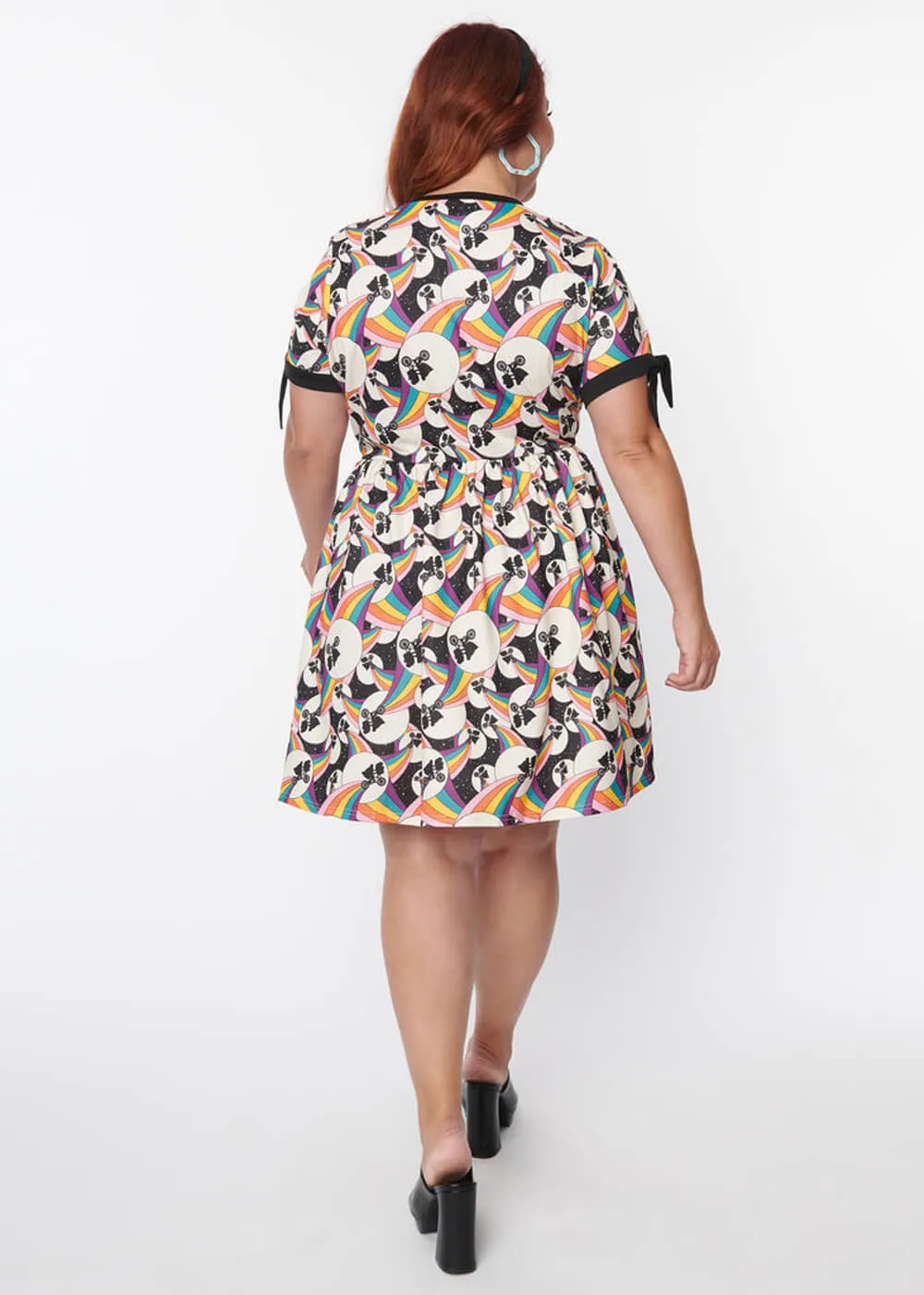 Unique Vintage x ET Tessa Rainbow Flare Dress Multi