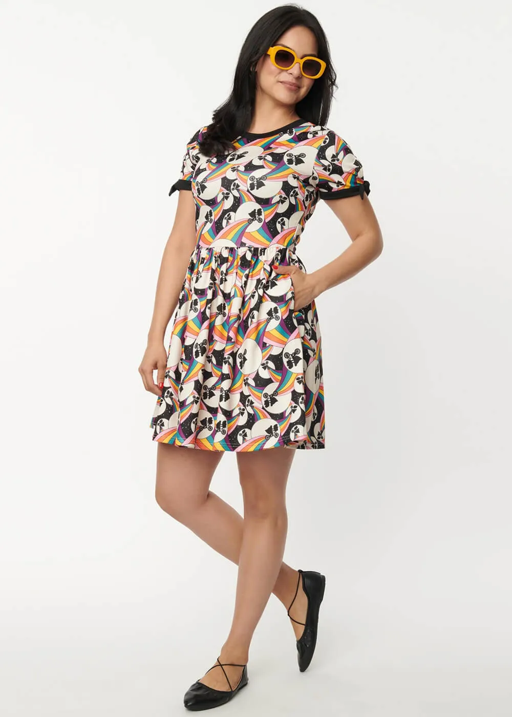 Unique Vintage x ET Tessa Rainbow Flare Dress Multi