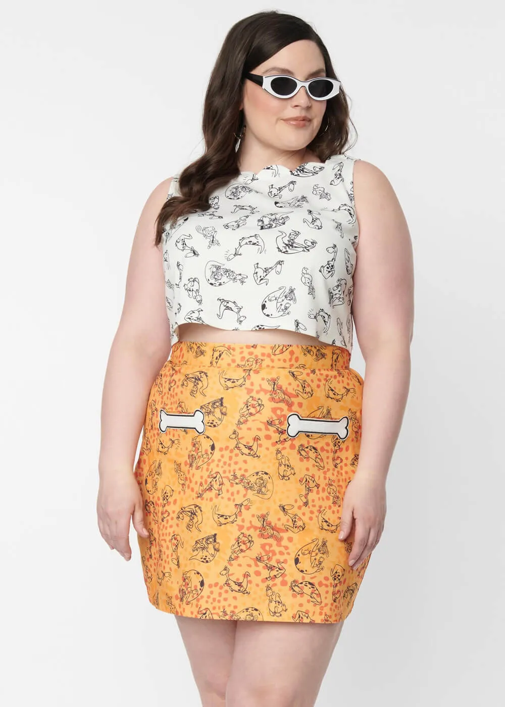 Unique Vintage x Flintstones Dino Mod 60's Skirt Mustard