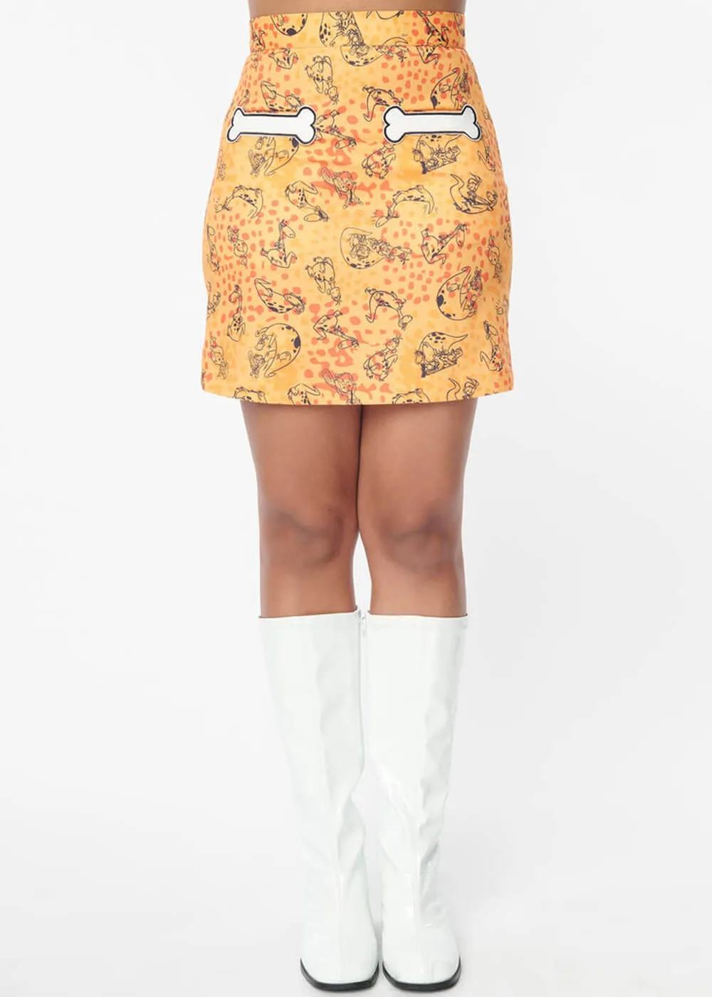 Unique Vintage x Flintstones Dino Mod 60's Skirt Mustard