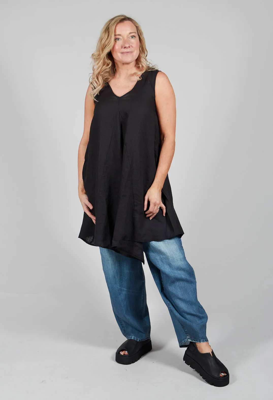 V Neck Tunic in Black