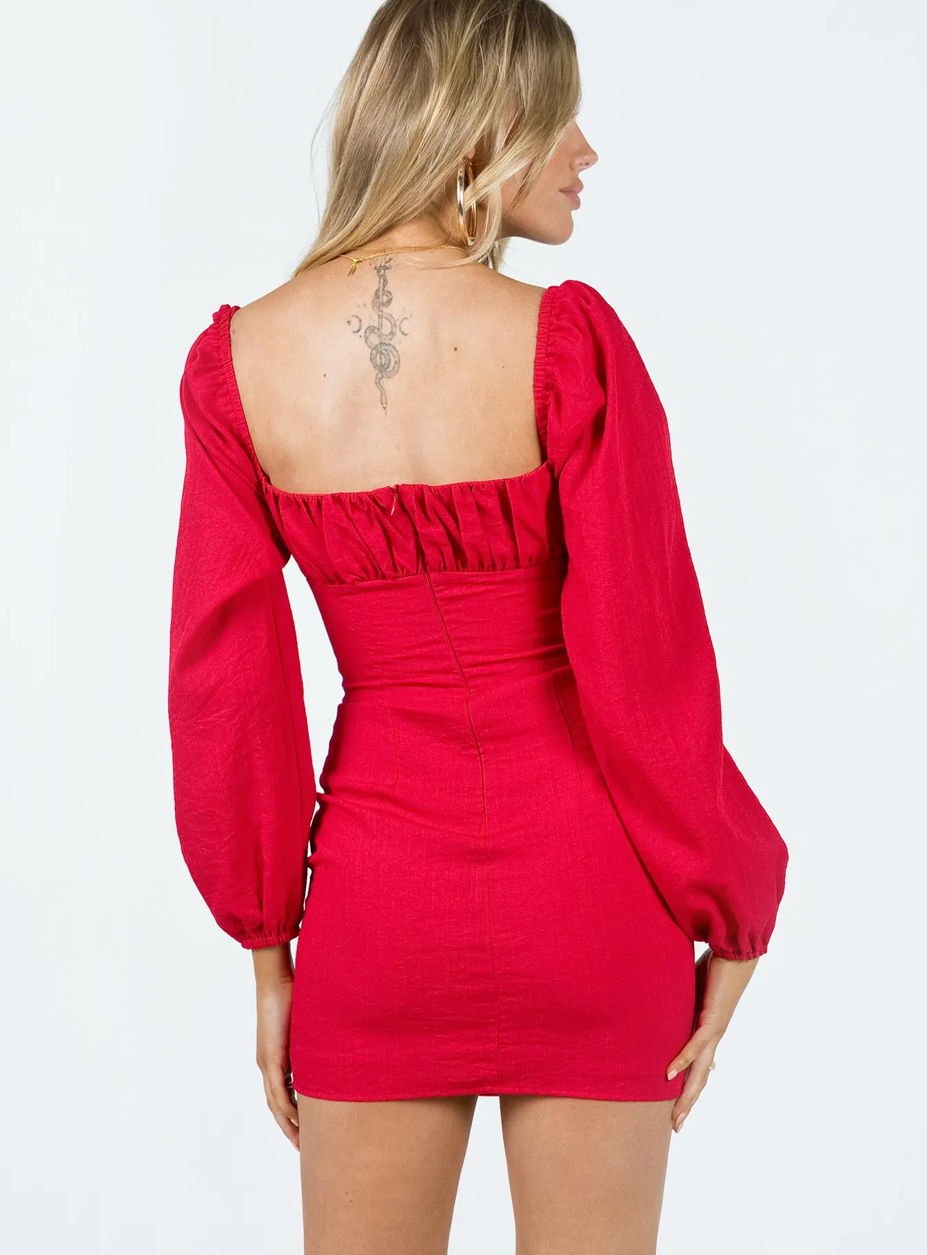 Vilma Long Sleeve Mini Dress Red