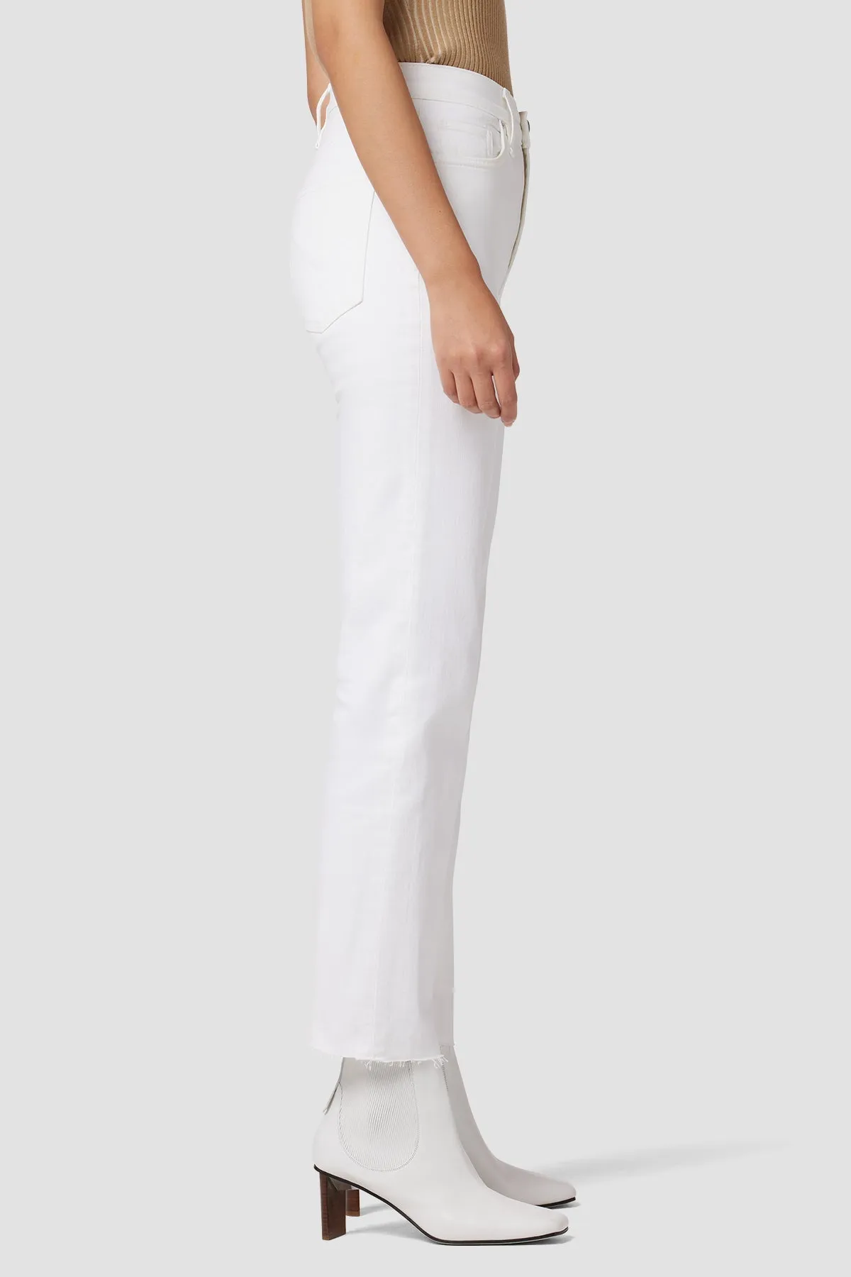 White Remi high rise straight leg jean