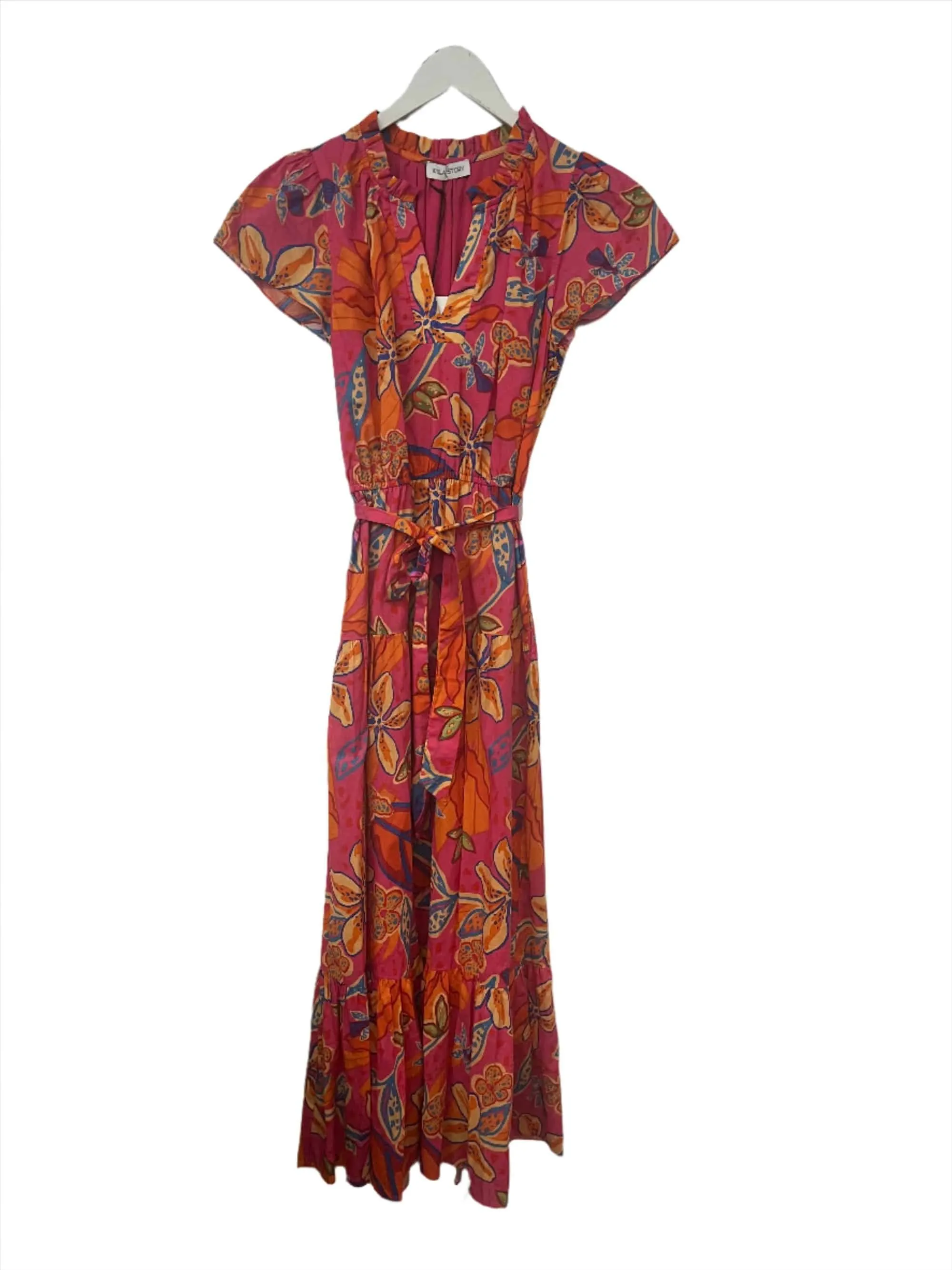 Willa Story Maxi Dress in Pink and Orange Print