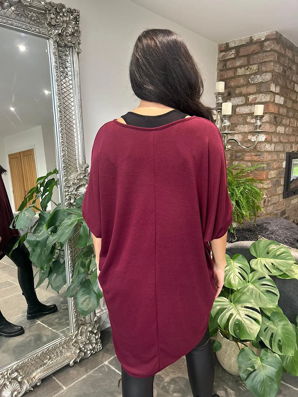 Wine Batwing Layered Tunic Gabby