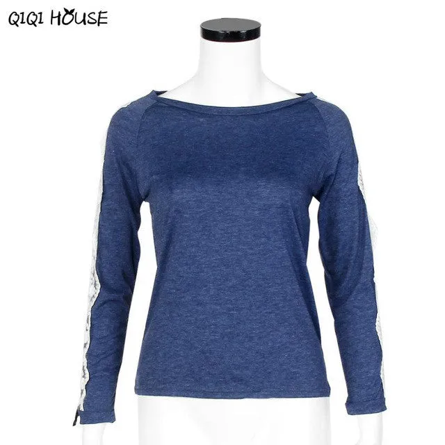 Women Tops And Blouses 2016 New Fashion Lace Long Sleeve Loose Tops Casual Autumn Basic Tops Blouse Femme#B907 SM6